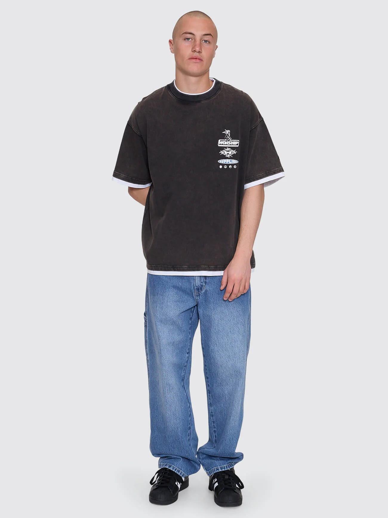 Is This It Box Fit Cropped Layer Tee - Washed Black - Image 8