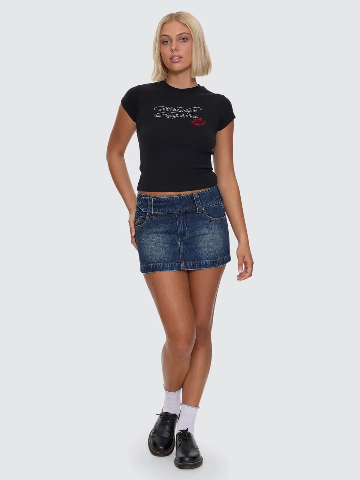 Kiss It Micro Skirt - Dirty Midnight Blue