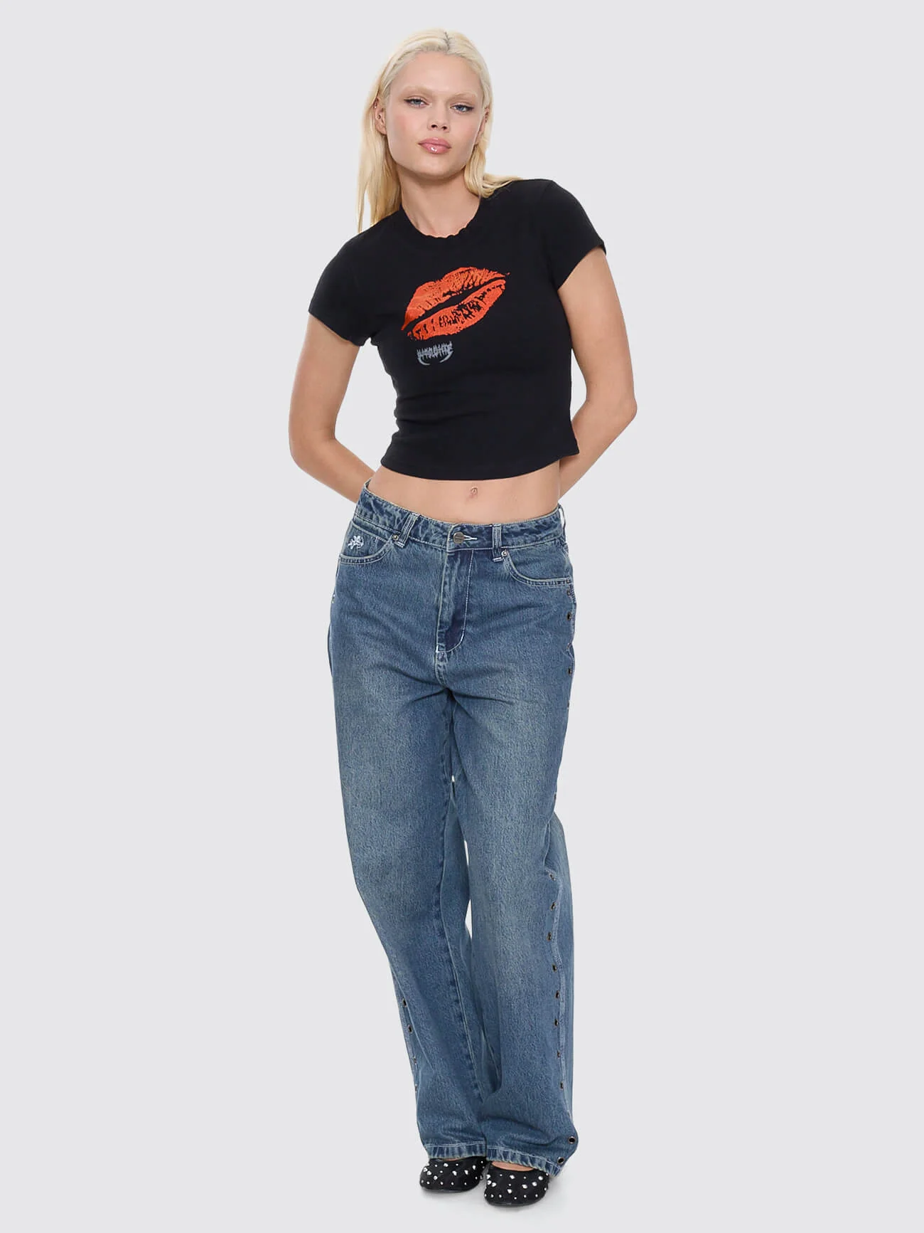 Kiss Me Teeny Tee - Black - Image 3