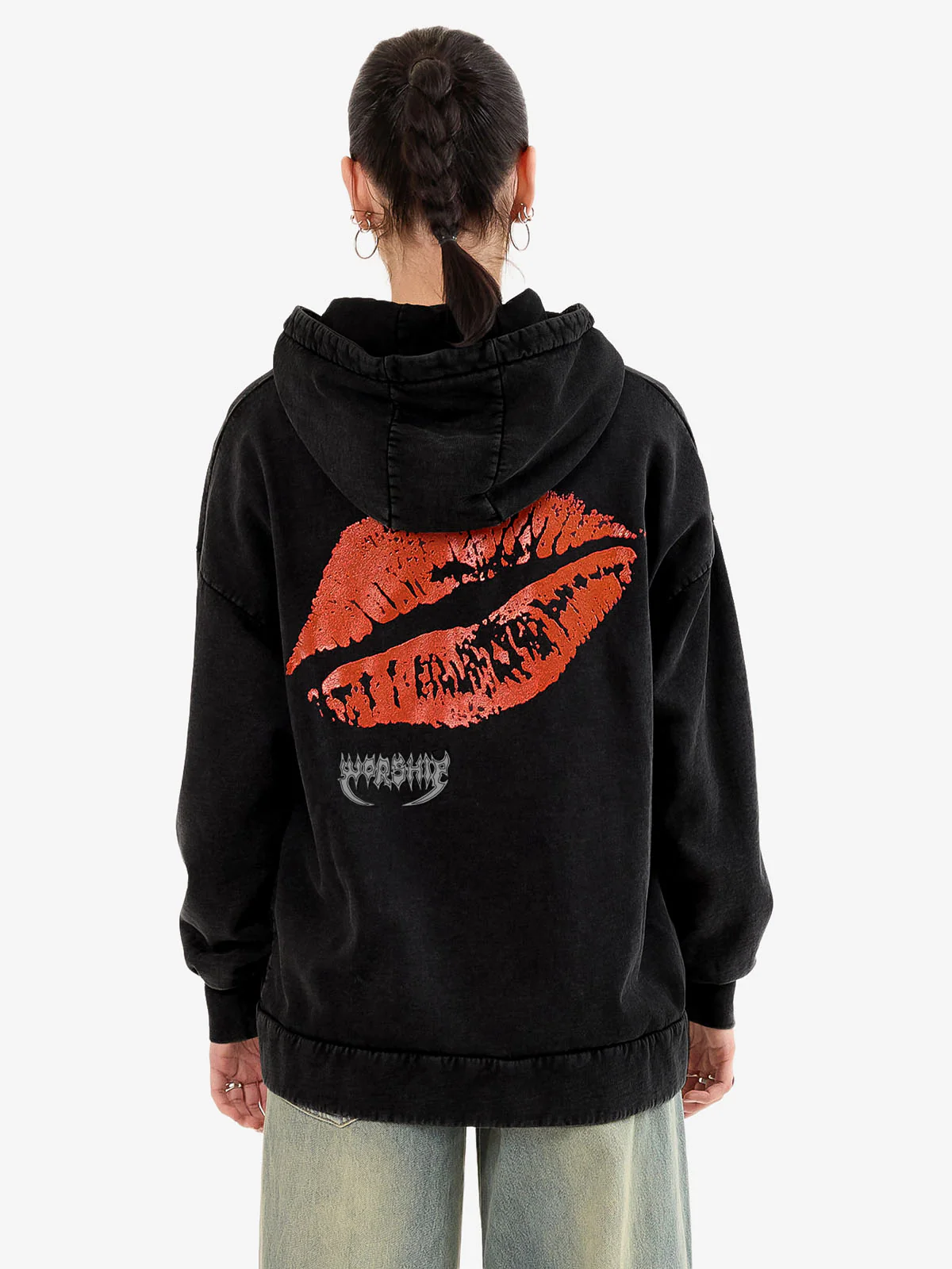 Kiss Me Zip Front Hood - Black - Image 2