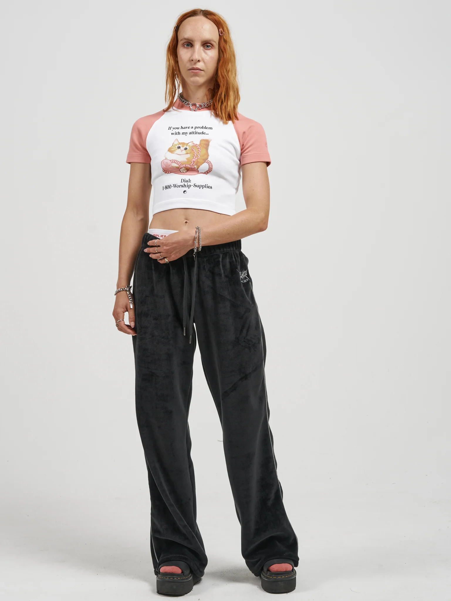 Kitty Kitty Raglan Micro Tee - Peach Blossom - Image 4