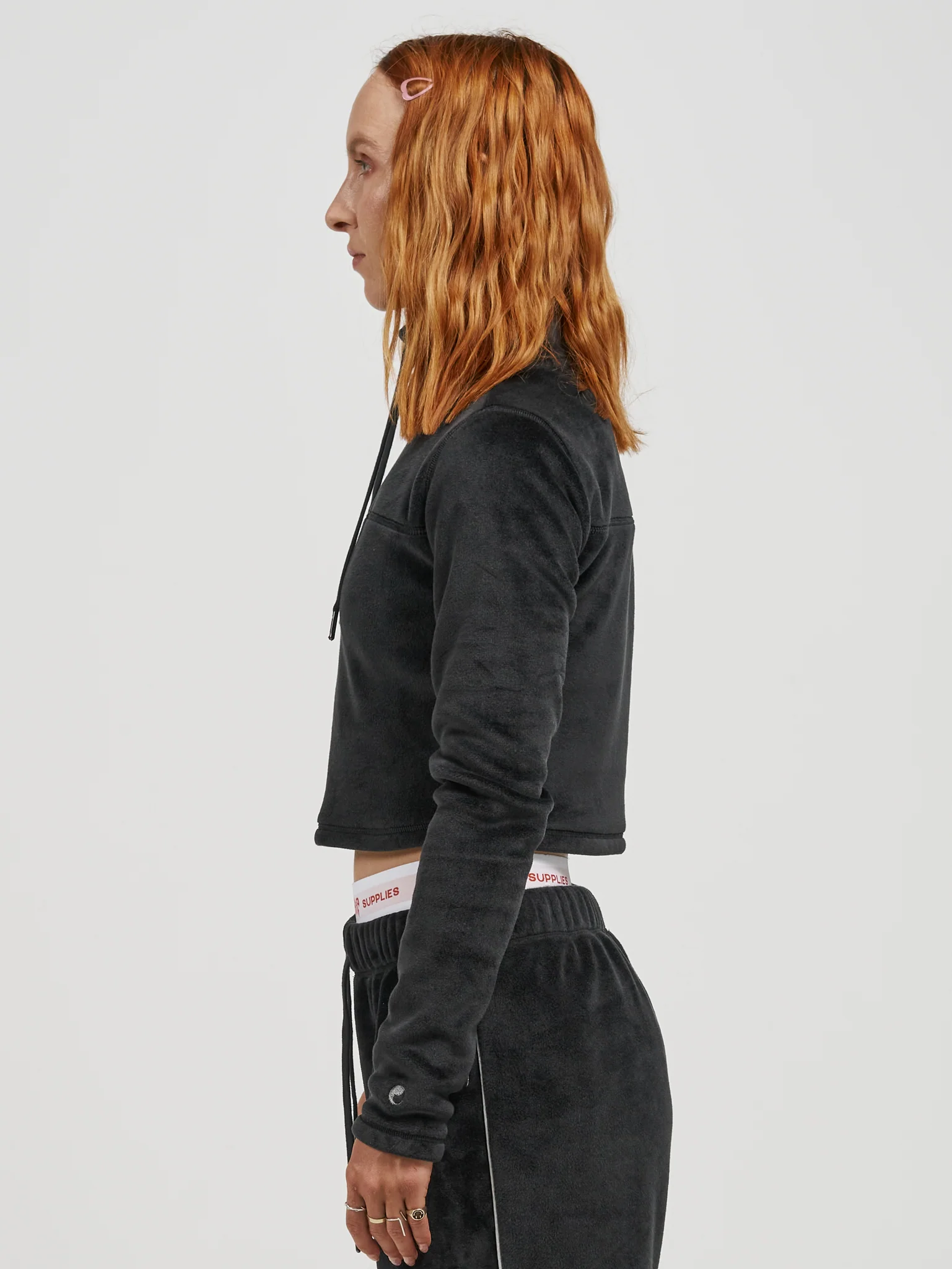 Kitty Kitty Velour 1-4 Zip Pullover - Black - Image 3
