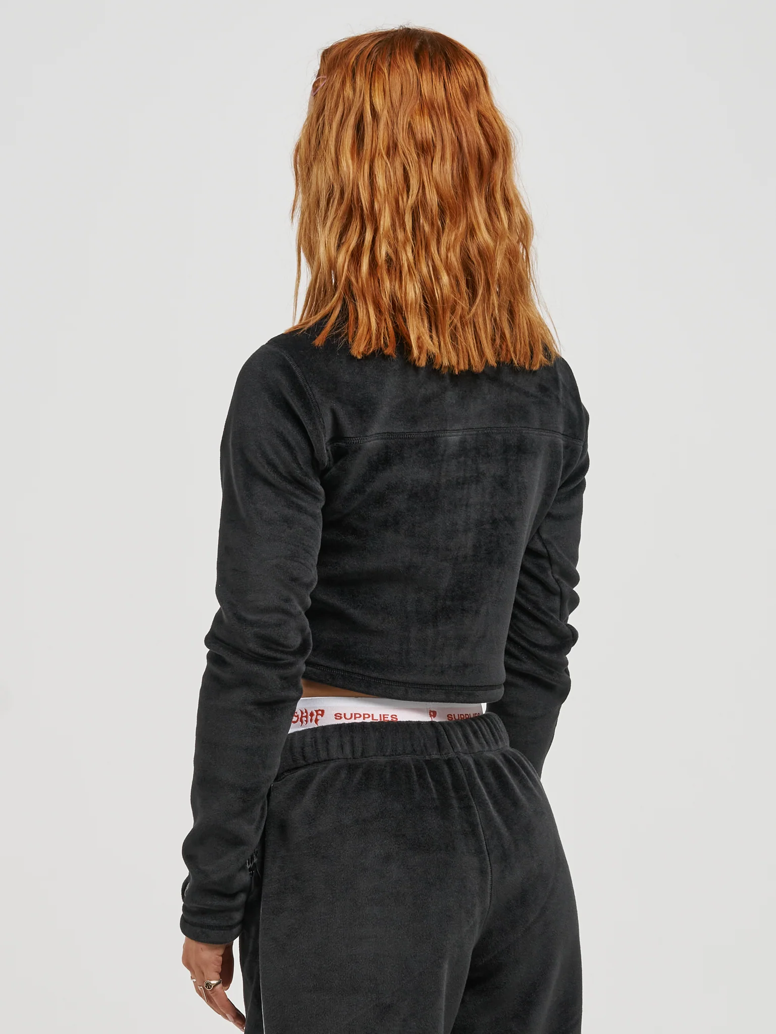 Kitty Kitty Velour 1-4 Zip Pullover - Black - Image 4