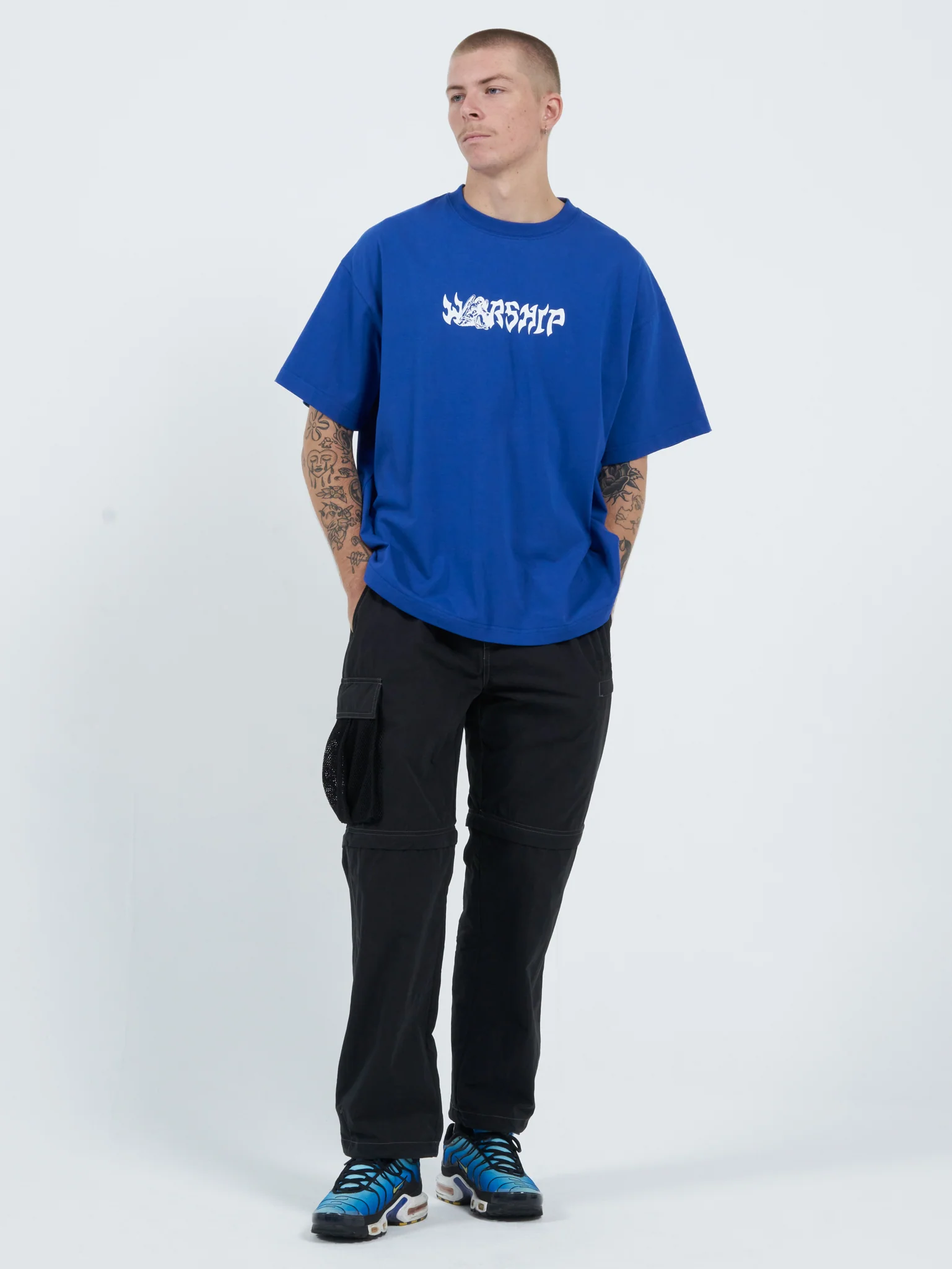 Lean On Me Over Size Tee - Blue - Image 4