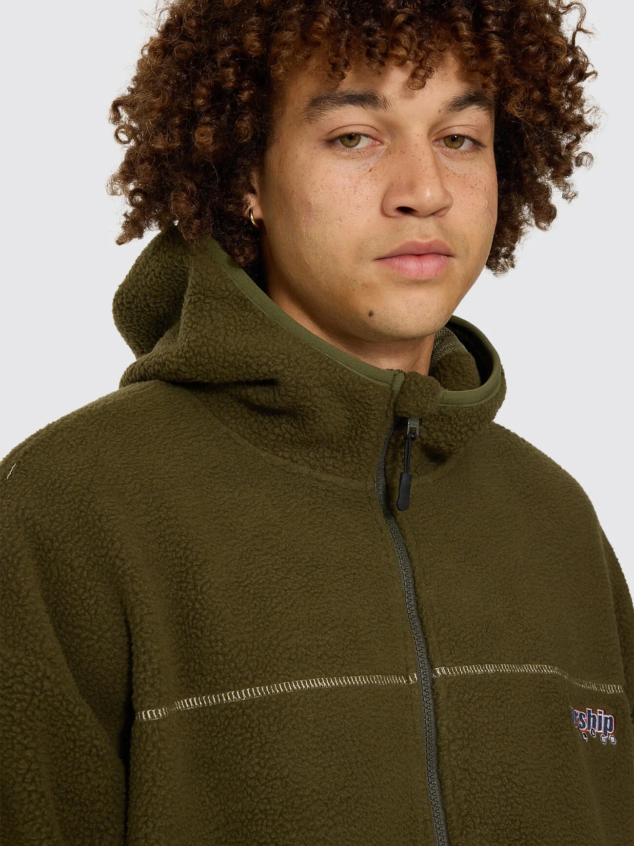 Line Stepper Hooded Sherpa Jacket - Grape Leaf - Image 6