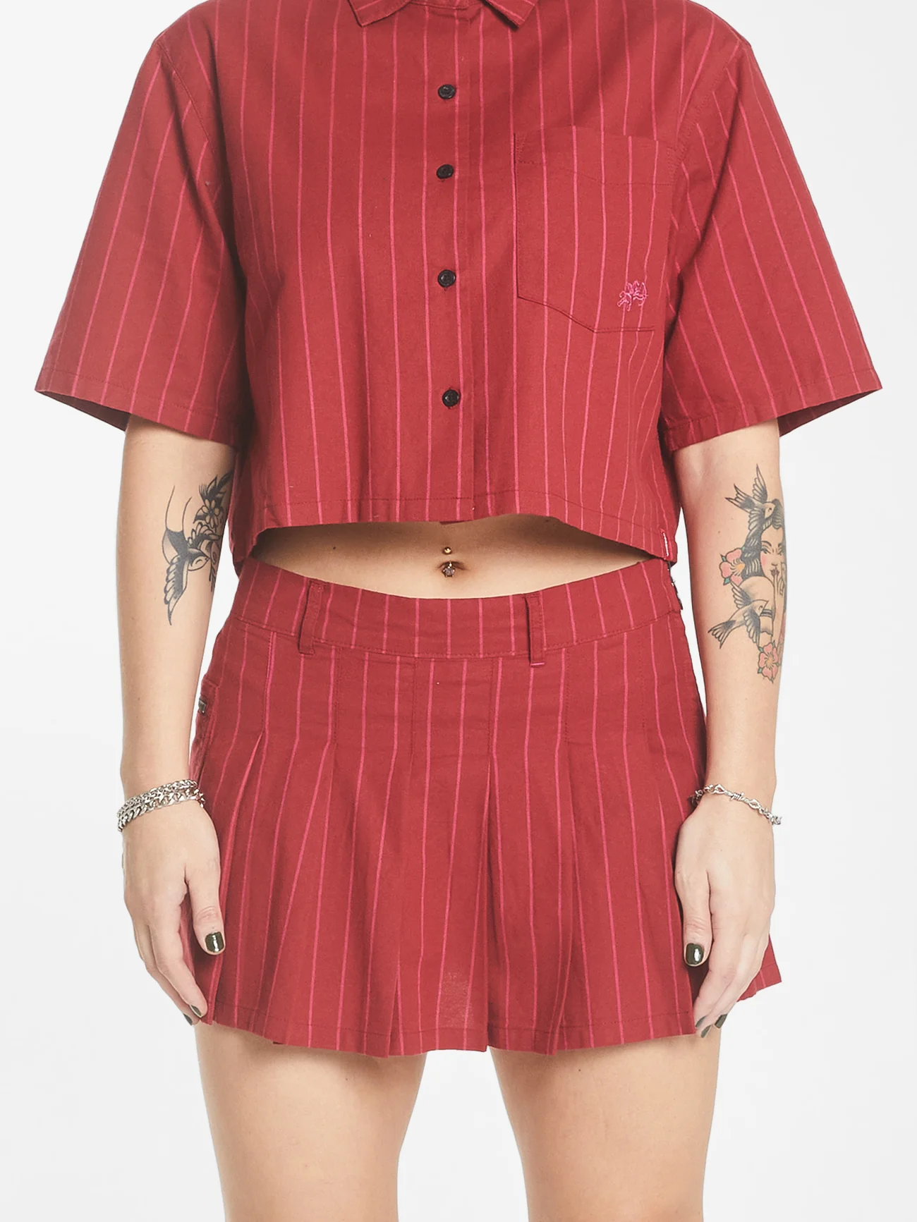Logic Pleat Mini Skirt - Late Night Port