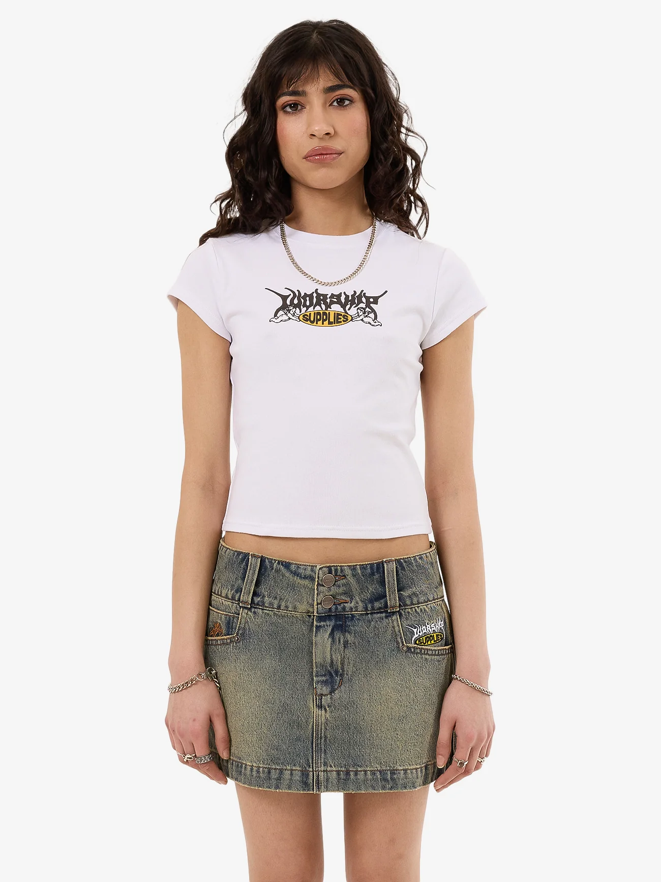 Messenger Cap Sleeve Tee - White