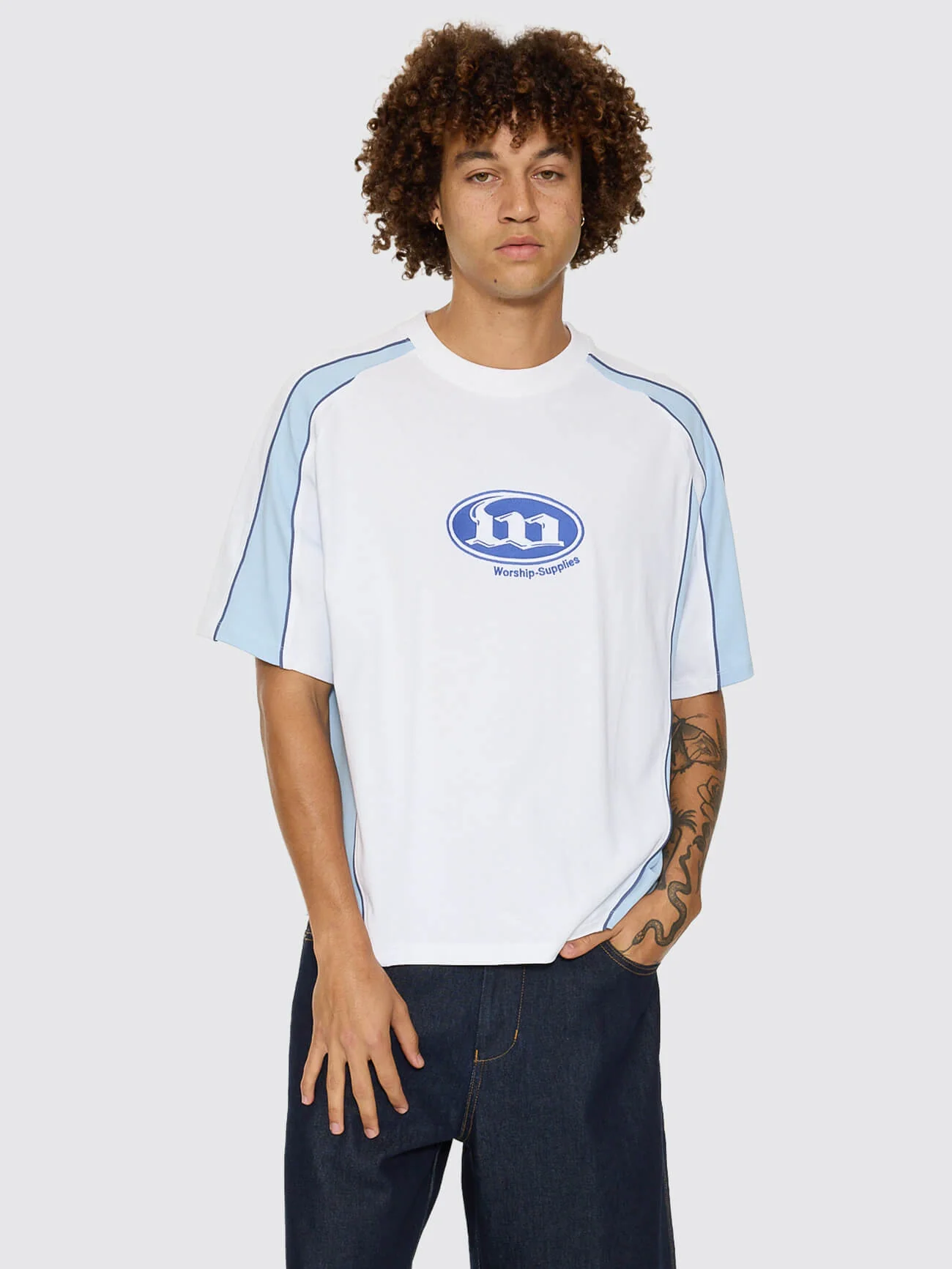Morality Box Crop Panel Raglan Tee - White