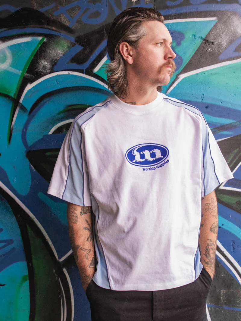 Morality Box Crop Panel Raglan Tee - White - Image 2