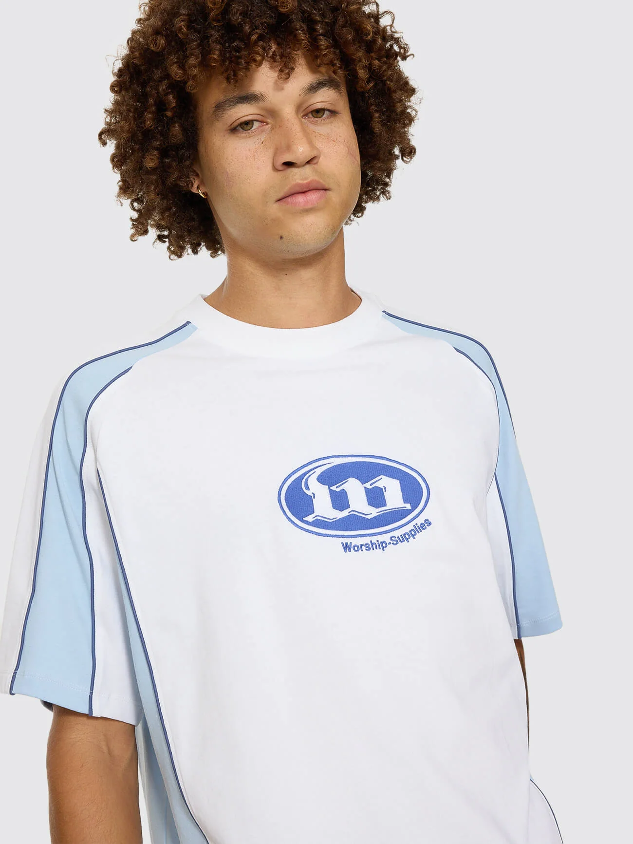 Morality Box Crop Panel Raglan Tee - White - Image 3