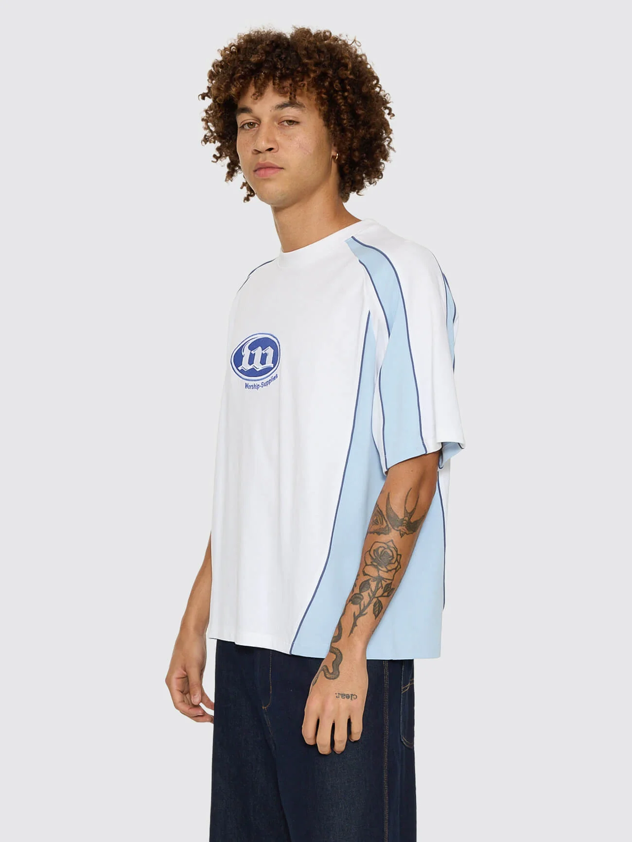 Morality Box Crop Panel Raglan Tee - White - Image 4