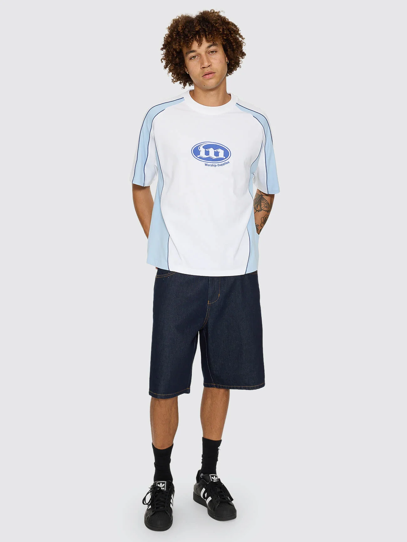 Morality Box Crop Panel Raglan Tee - White - Image 6