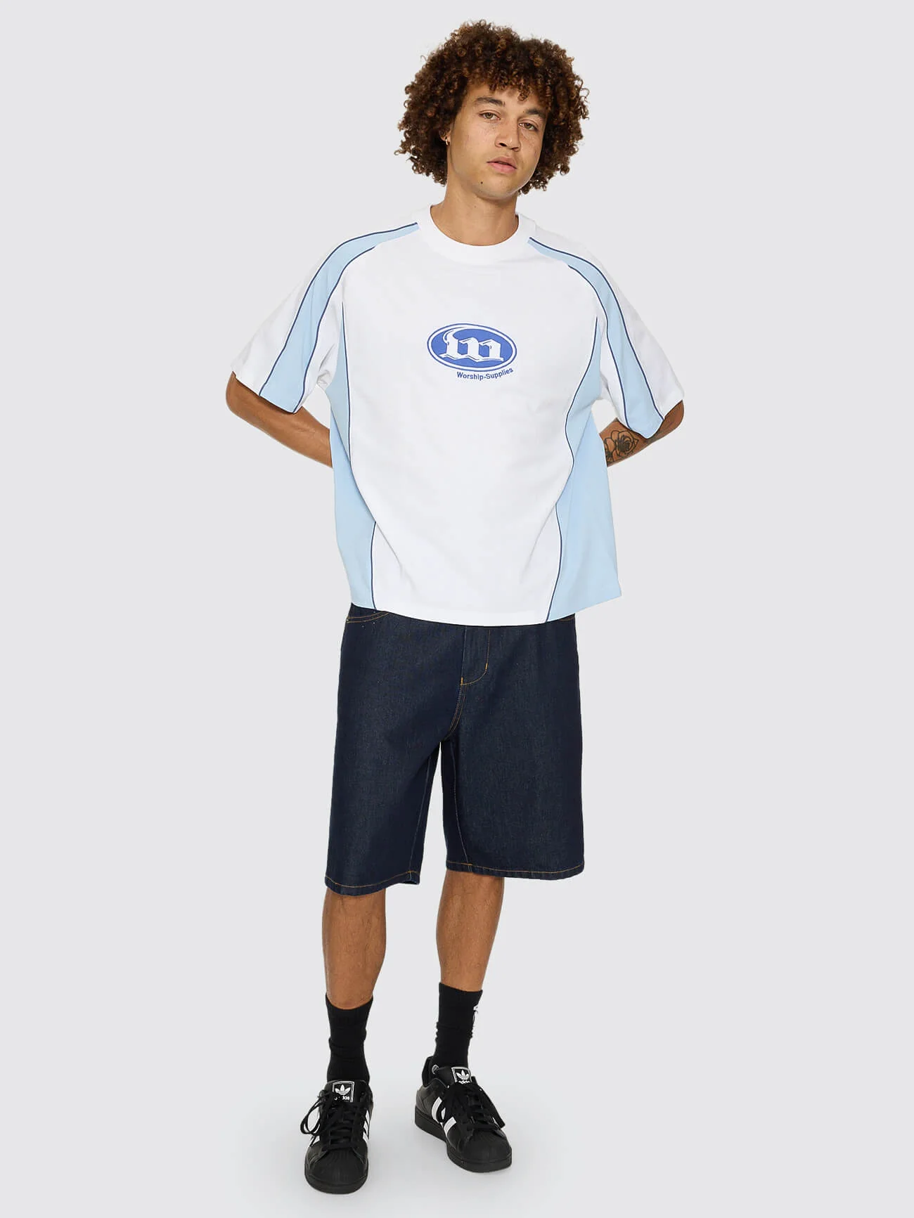 Morality Box Crop Panel Raglan Tee - White - Image 7