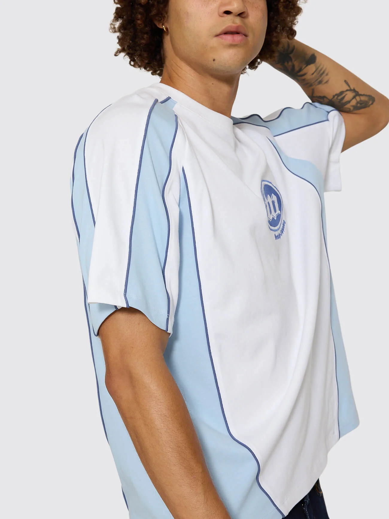 Morality Box Crop Panel Raglan Tee - White - Image 9