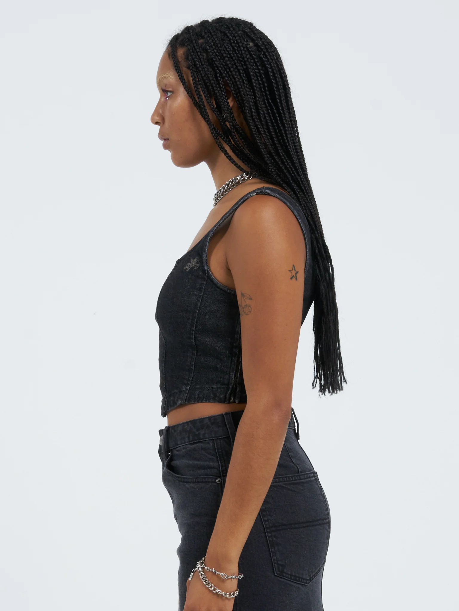 Mysteries Denim Corset Top - Used Black - Image 3