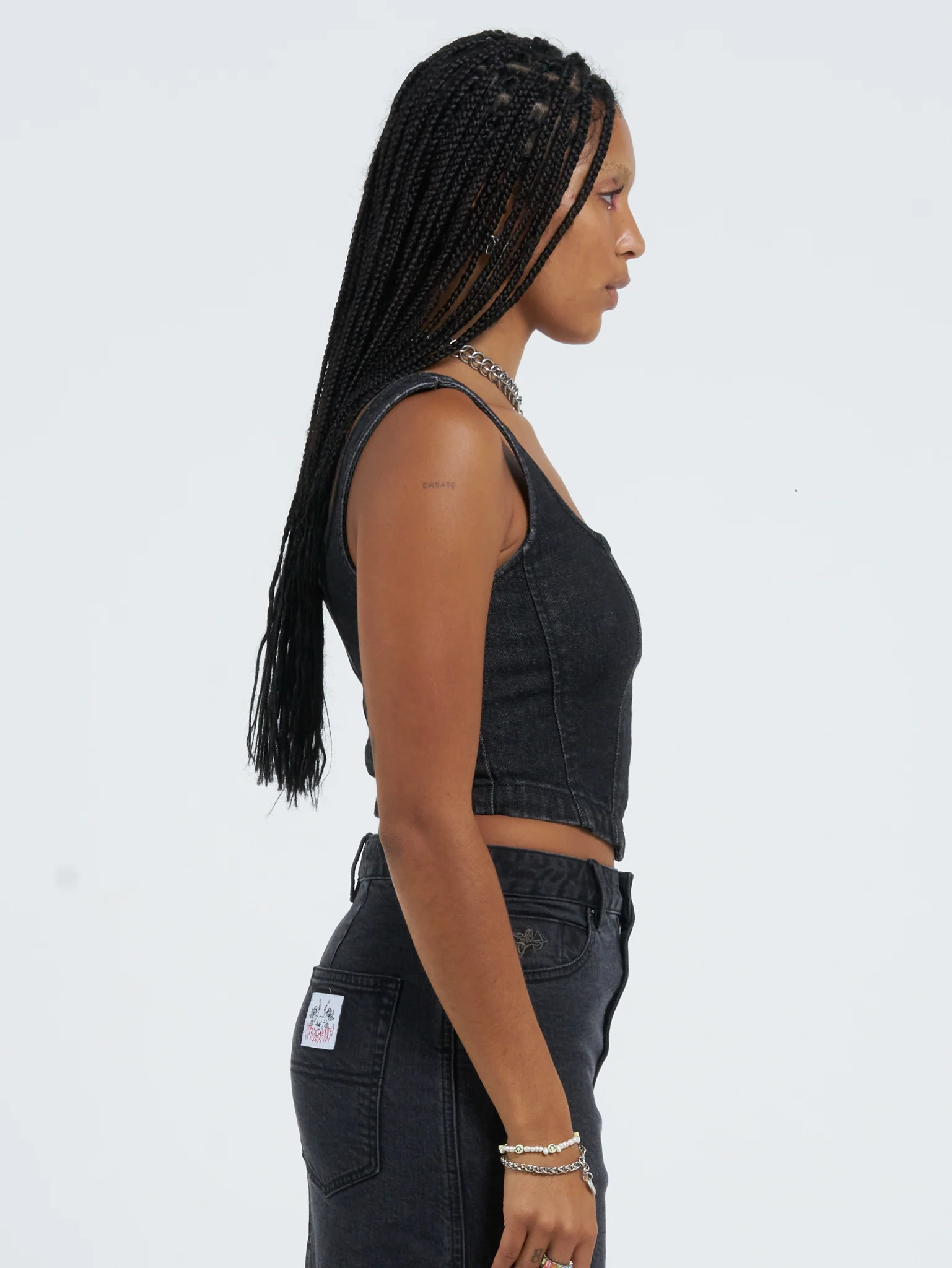 Mysteries Denim Corset Top - Used Black - Image 4