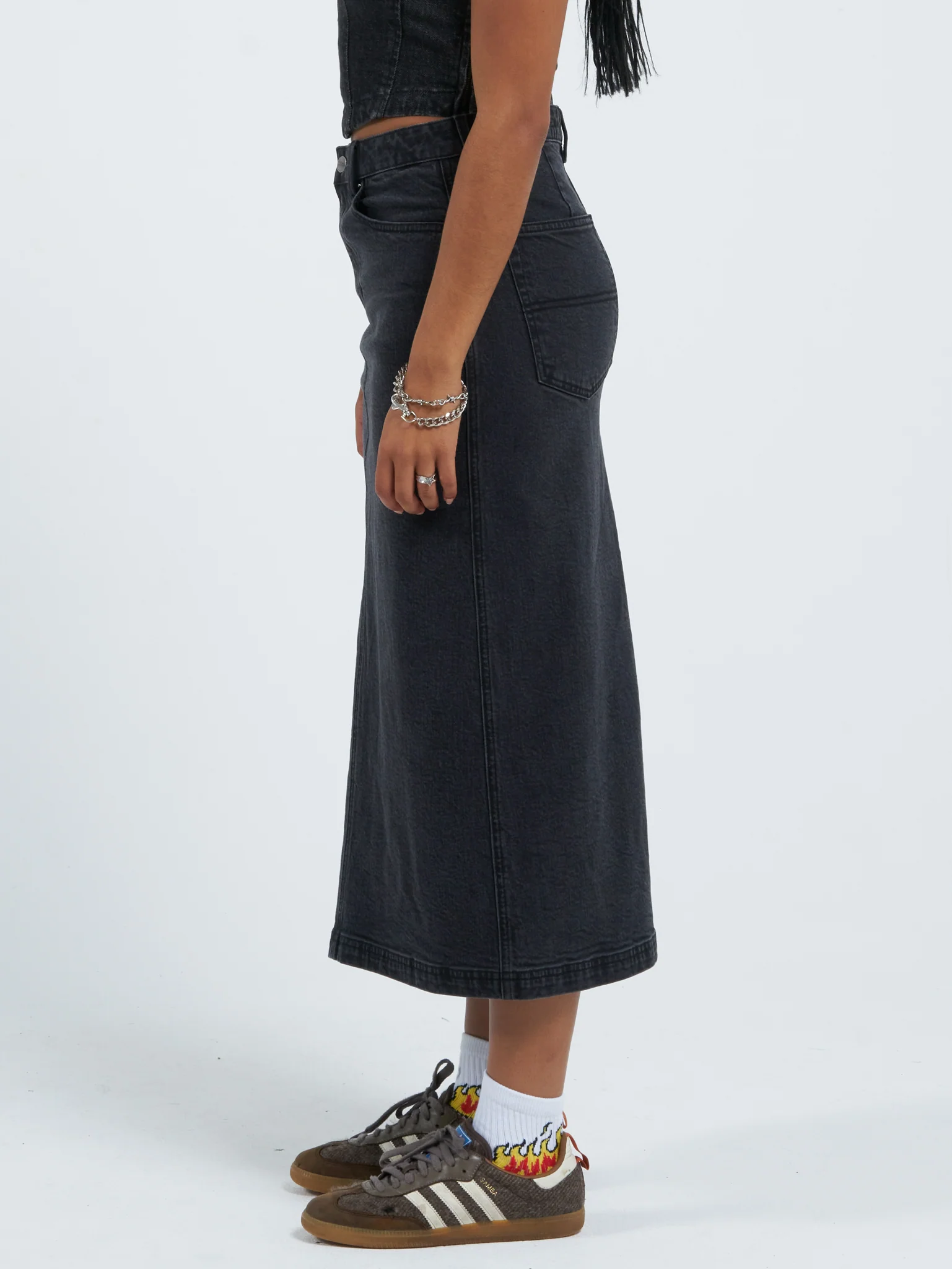 Mysteries Denim Maxi Skirt - Used Black - Image 2