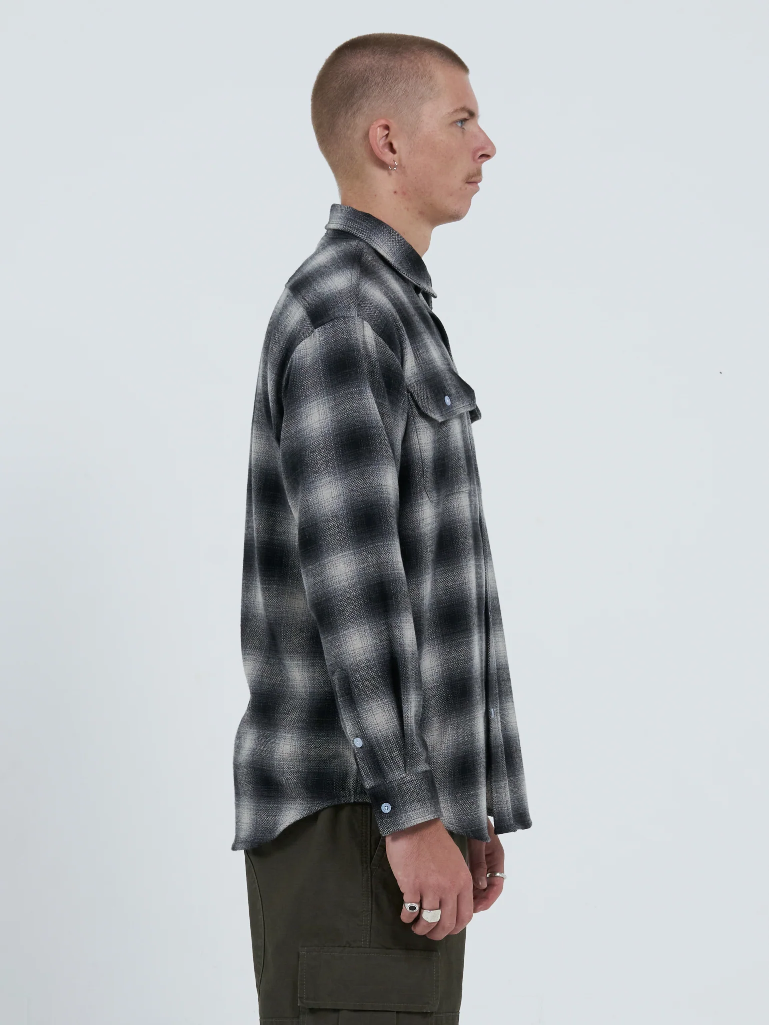 Mysteries Long Sleeve Flannel Shirt - Charcoal - Image 4