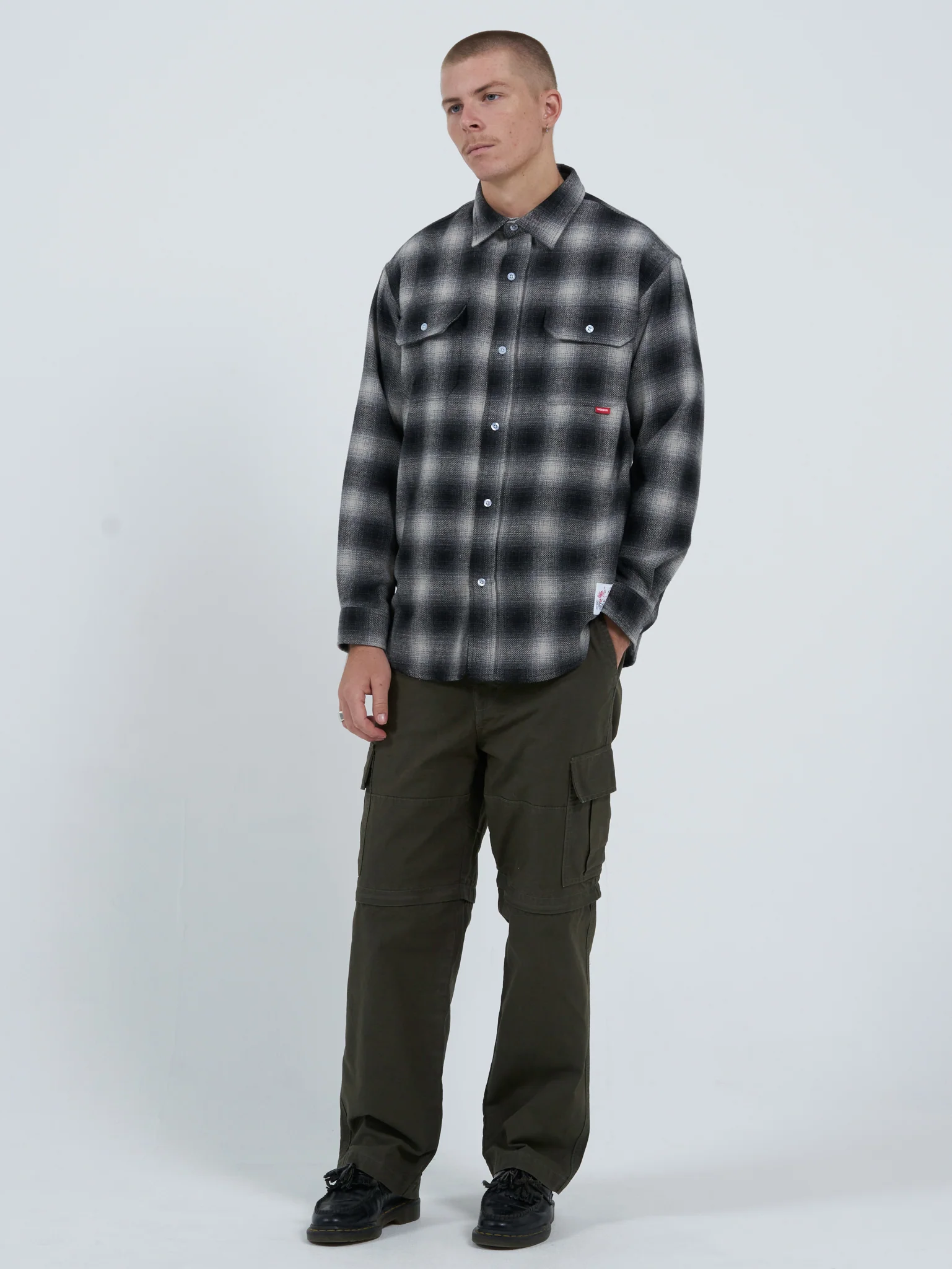 Mysteries Long Sleeve Flannel Shirt - Charcoal - Image 5