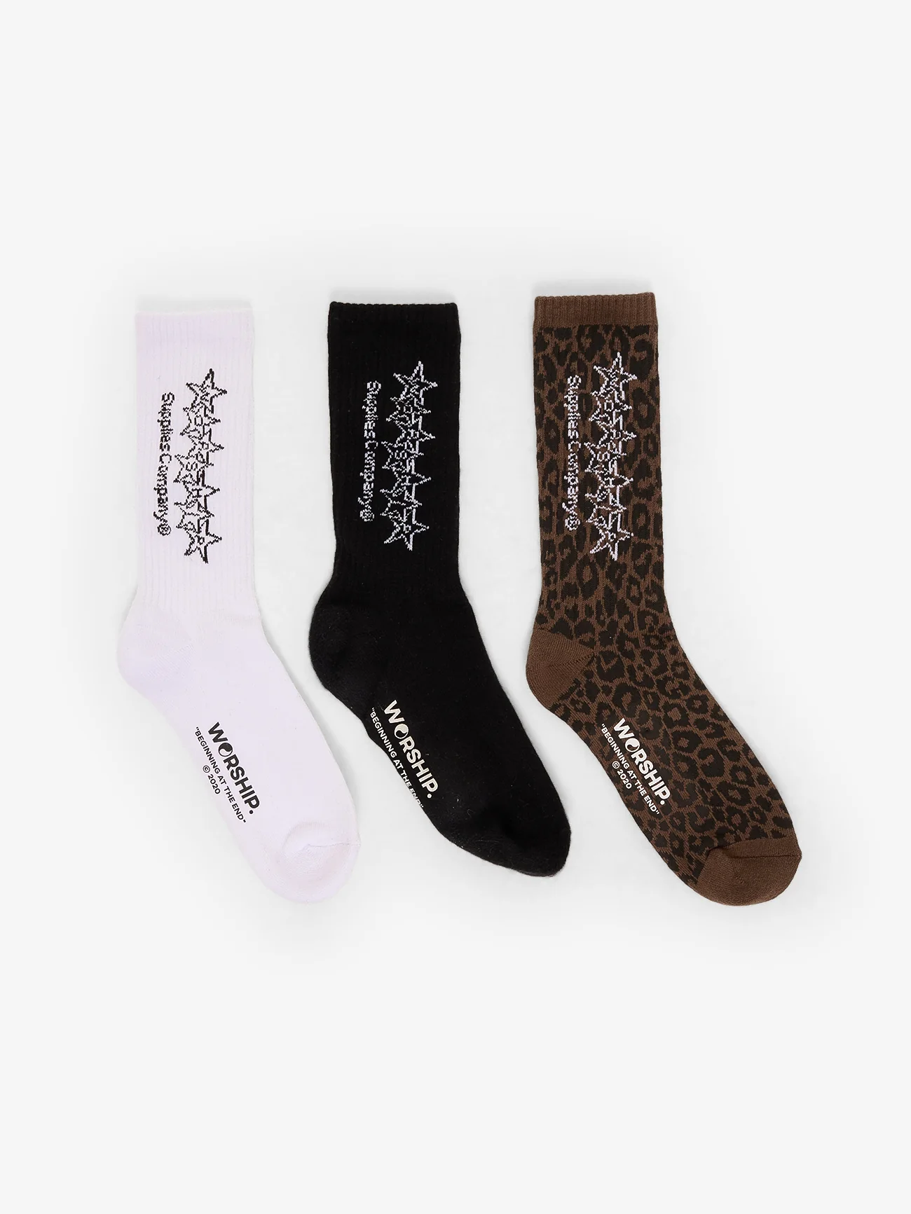 Night Prowler Socks 3 Pack - White - Black - Shroom