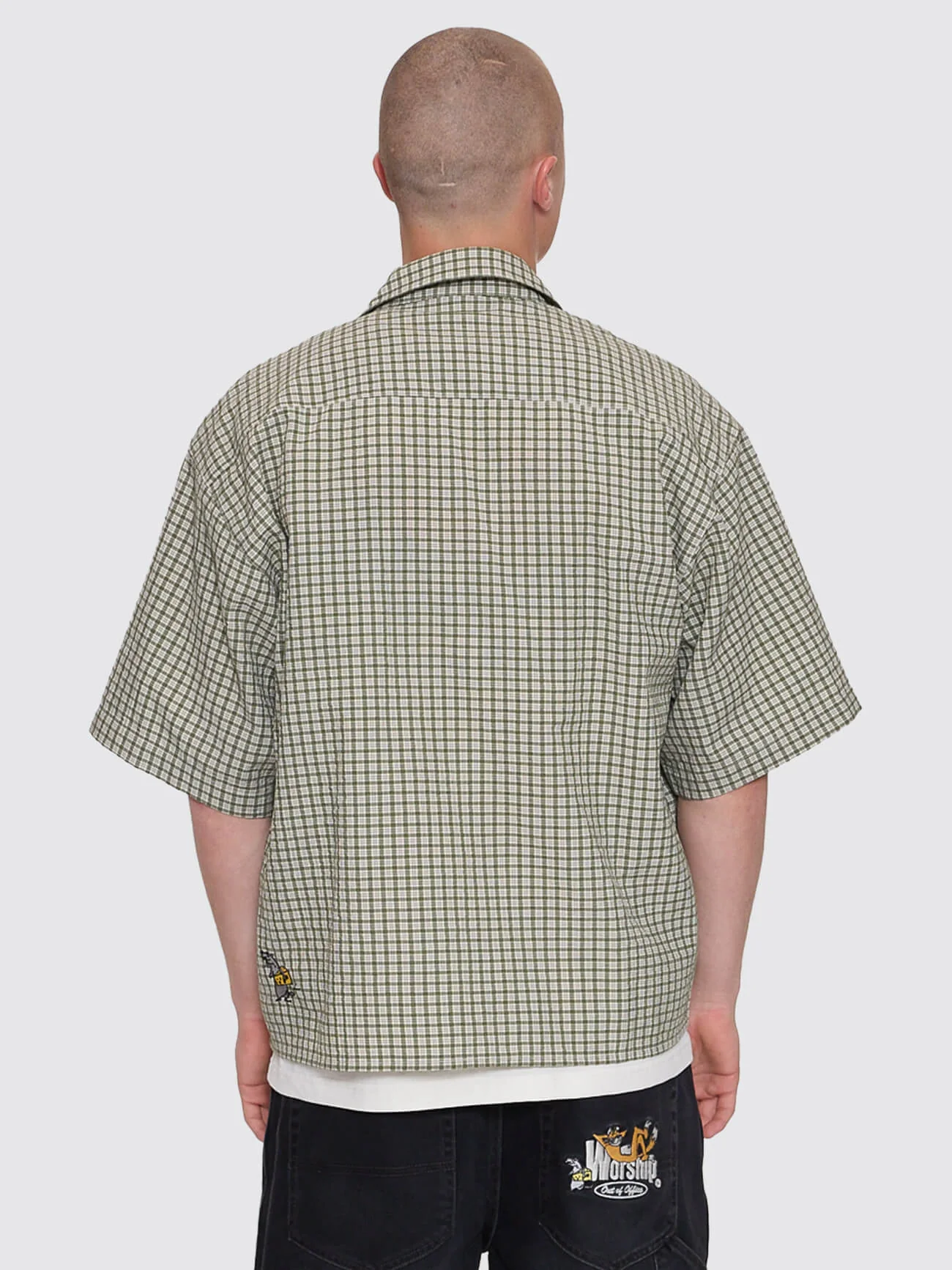 On Leave Box Fit Cropped Short Sleeve Shirt - Cali Green - Image 6
