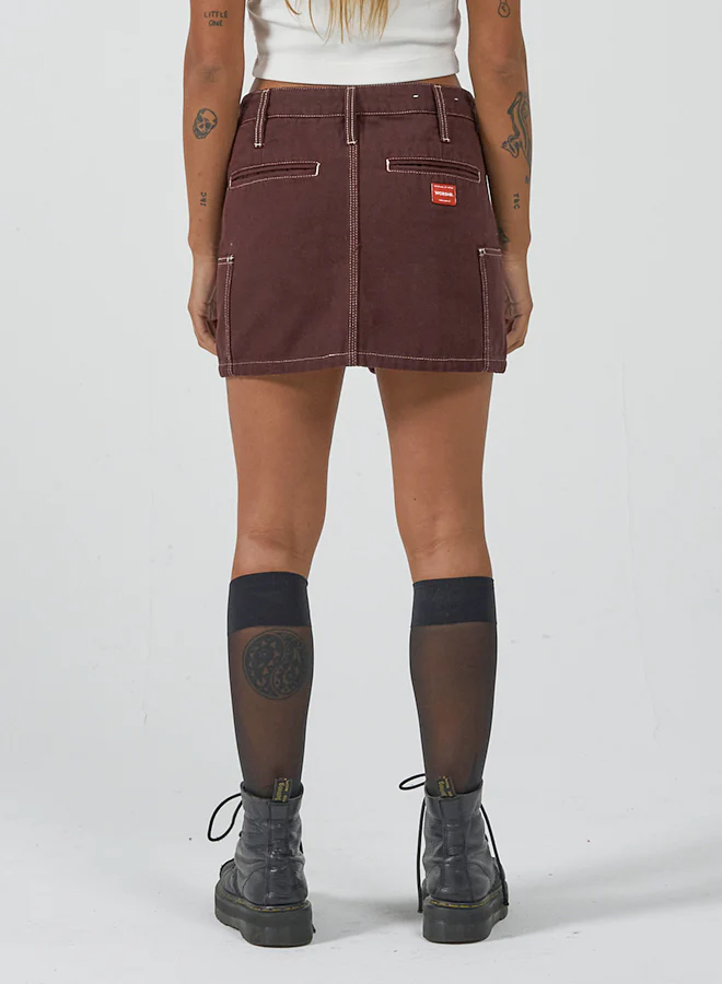 Patches Rivet Mini Skirt - Fudge - Image 2