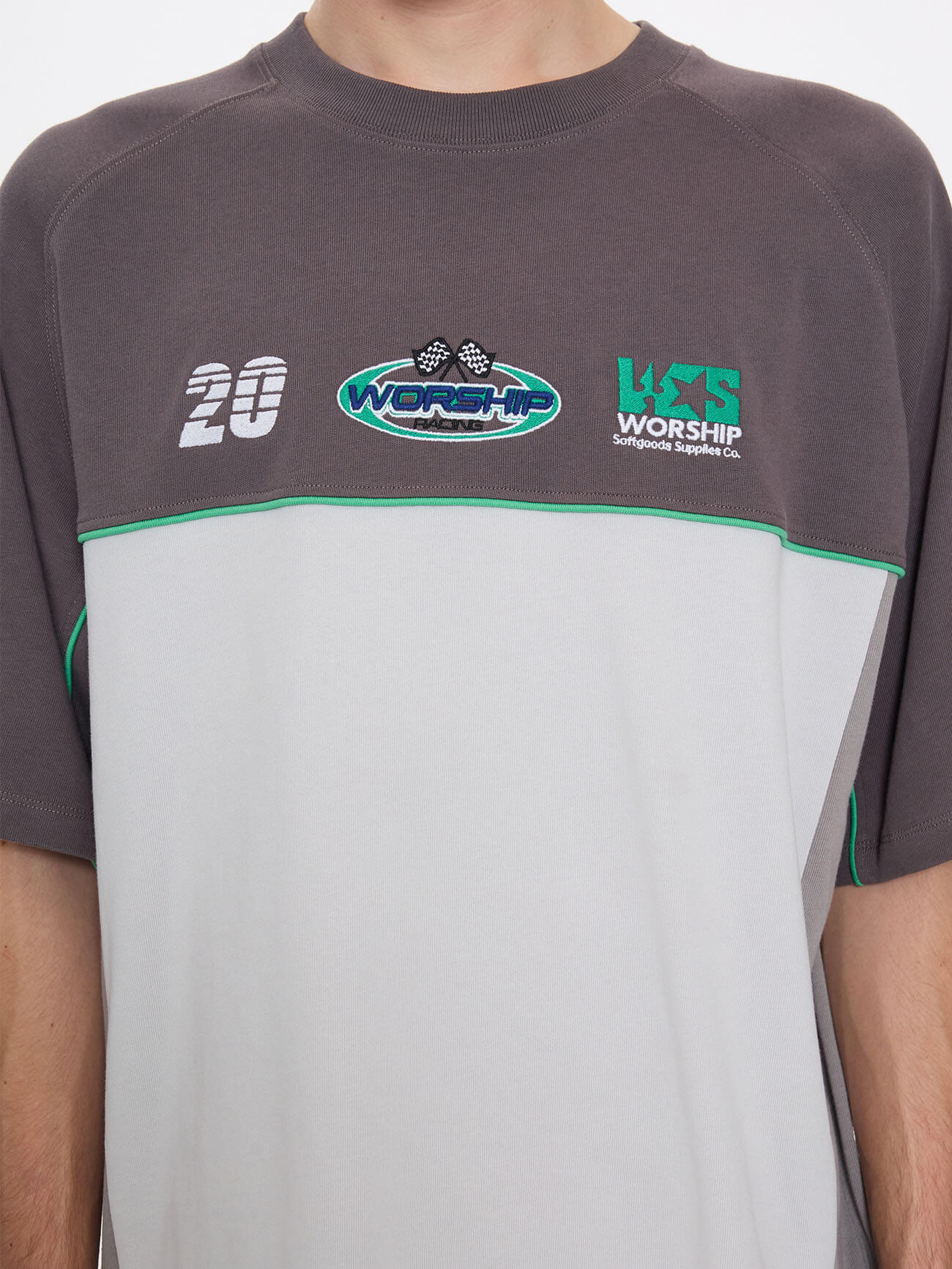 Pit Crew Panel Oversize Raglan Tee - Worn Black - Image 9