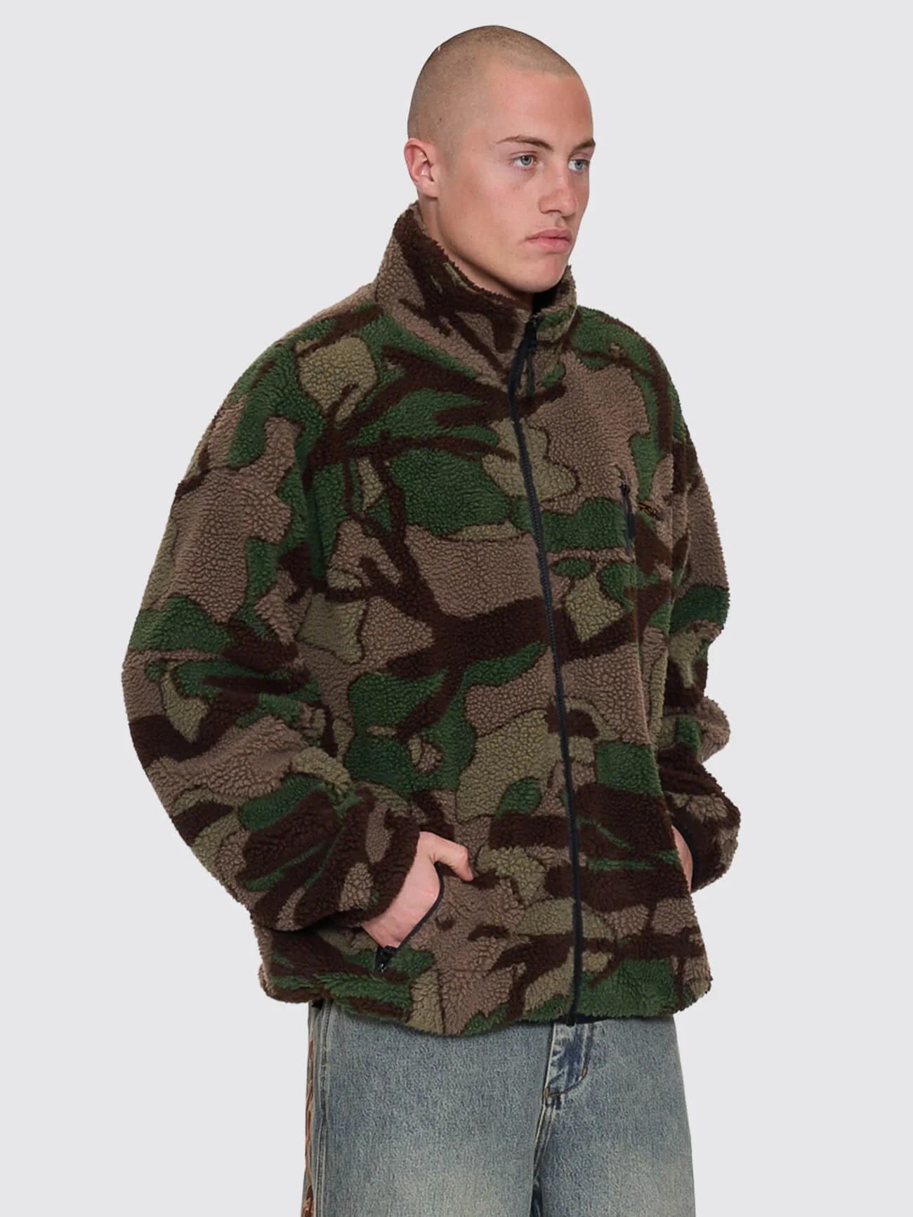 Plain Sight Sherpa Jacket - Camo Green - Image 6