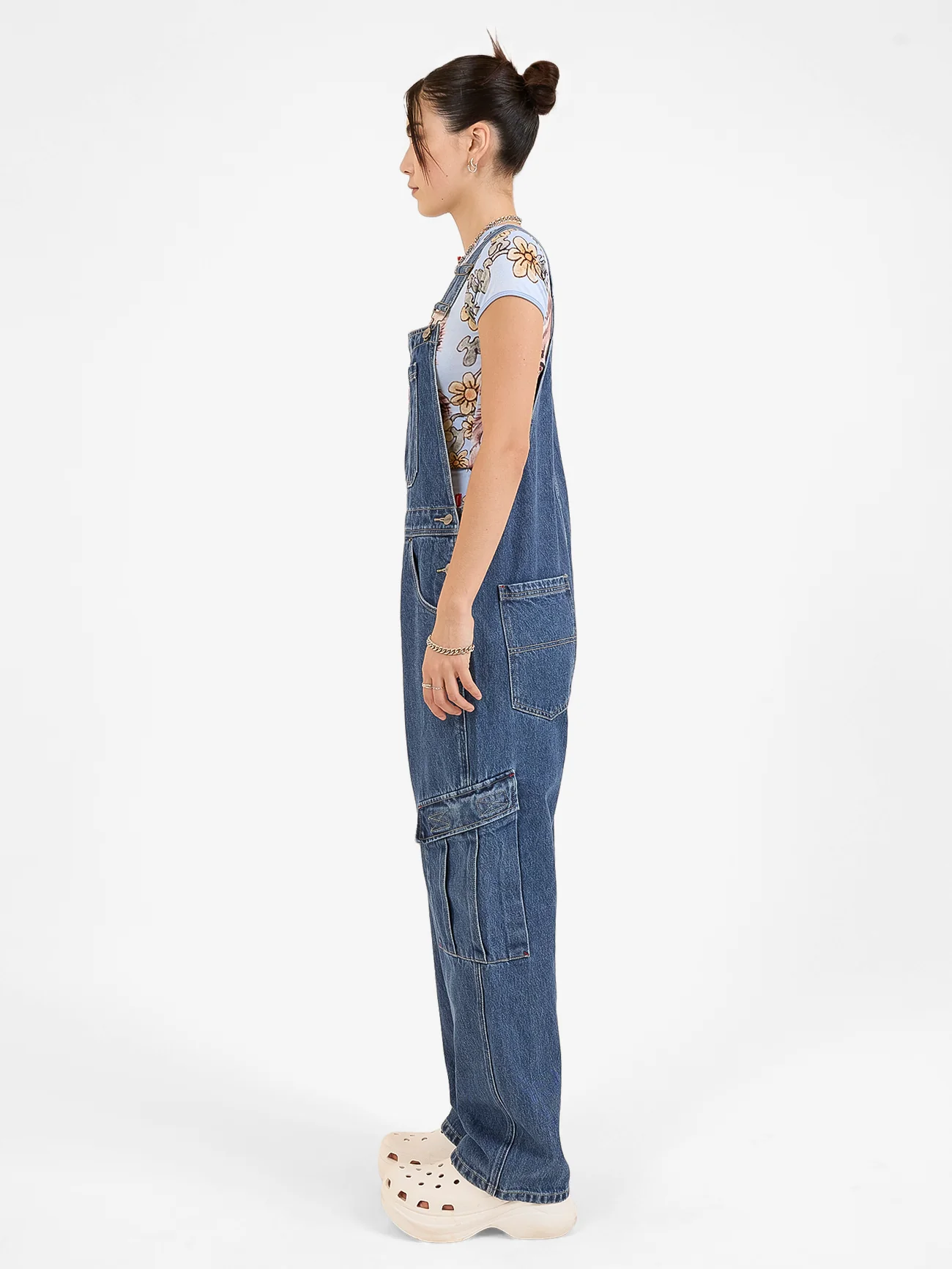 Playtime Cargo Denim Overall - Worn Blue Rinse - Image 4
