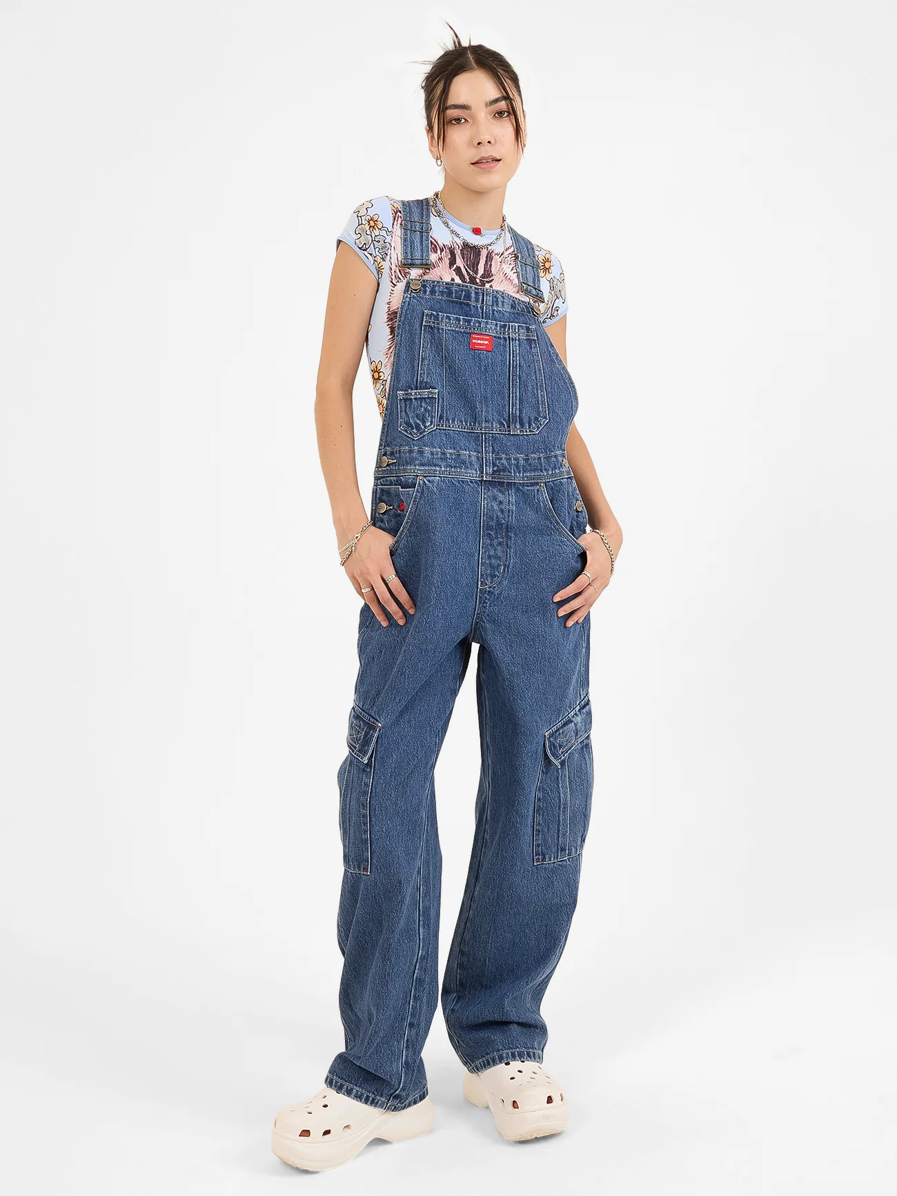 Playtime Cargo Denim Overall - Worn Blue Rinse - Image 5