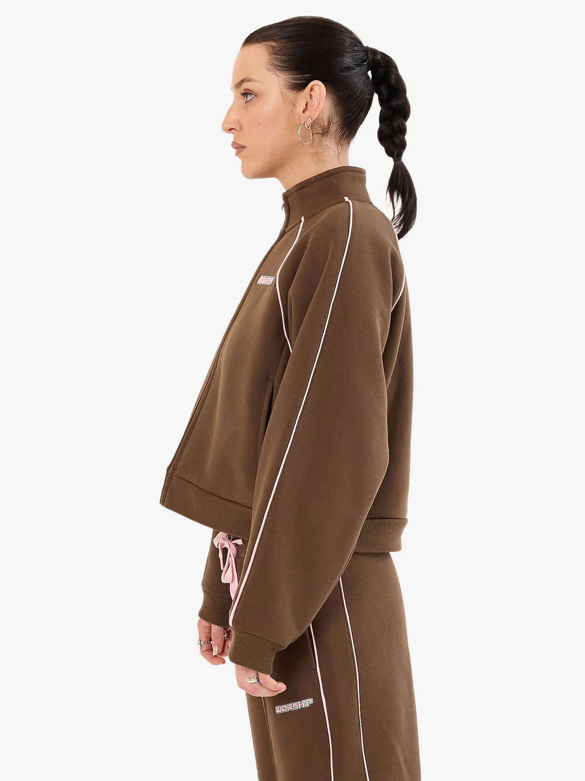Punter Fleece Track Jacket - Chocolate - Image 5