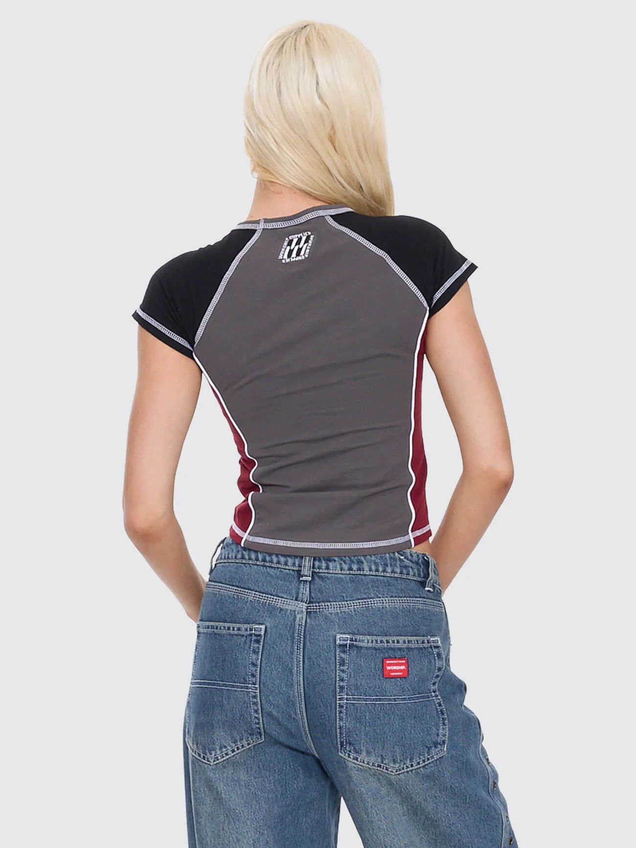 Punter Panelled Raglan Tee - Worn Black - Image 4