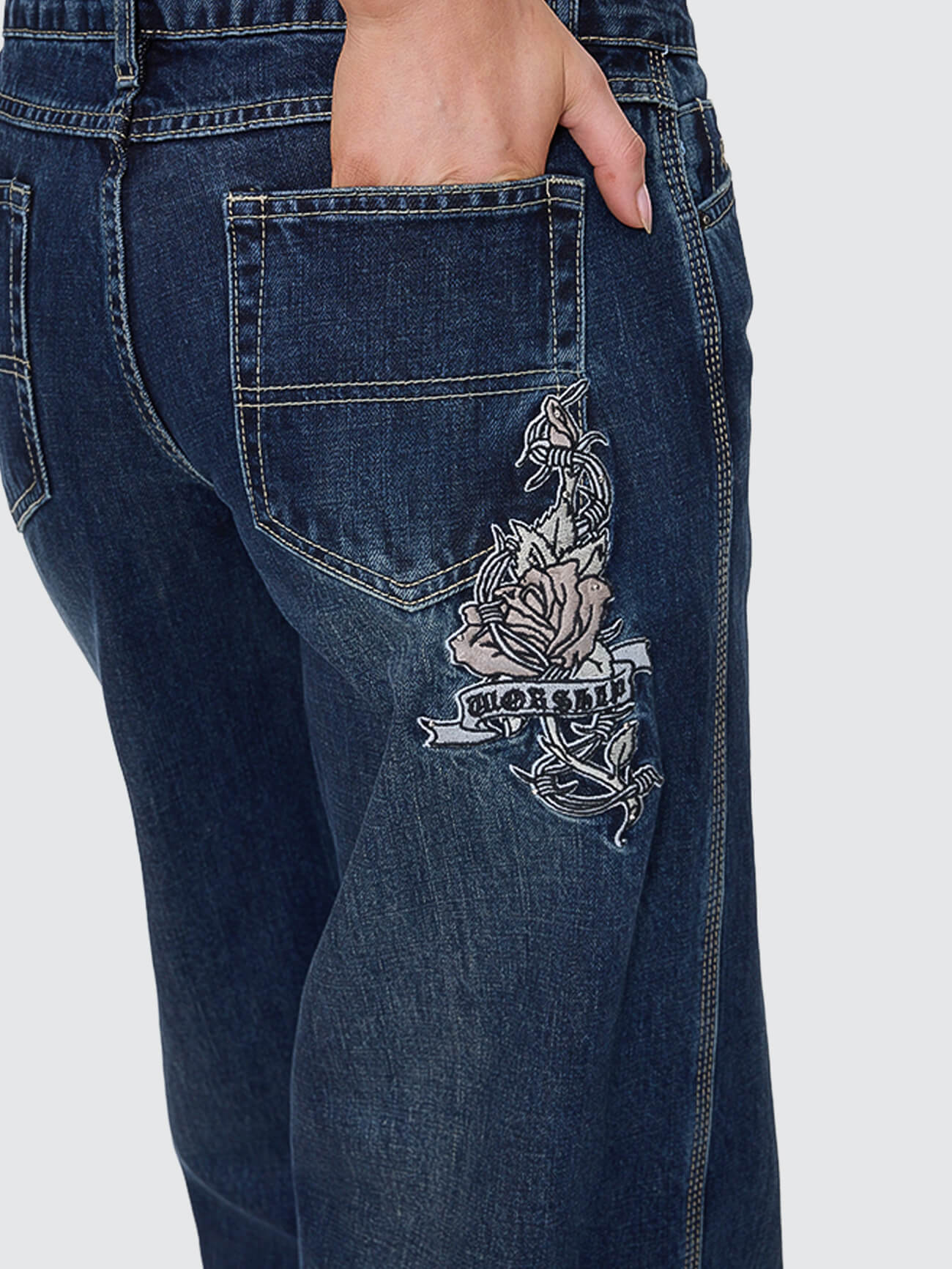 Rebellion Baggy Low Rider Jean - Dirty Midnight Blue - Image 2