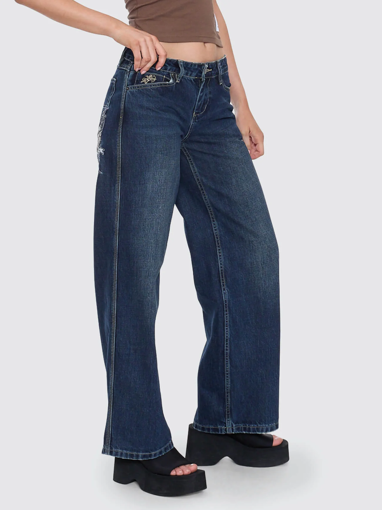 Rebellion Baggy Low Rider Jean - Dirty Midnight Blue - Image 5