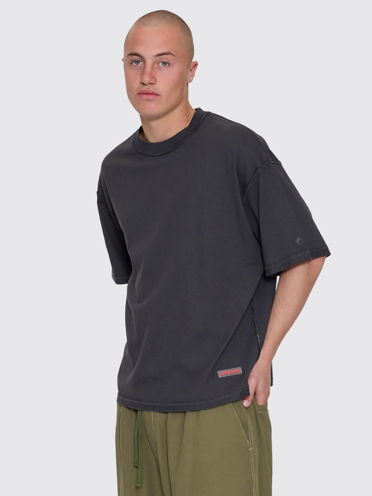 Reverse Box Fit Cropped Overdye Tee - Black Overdye