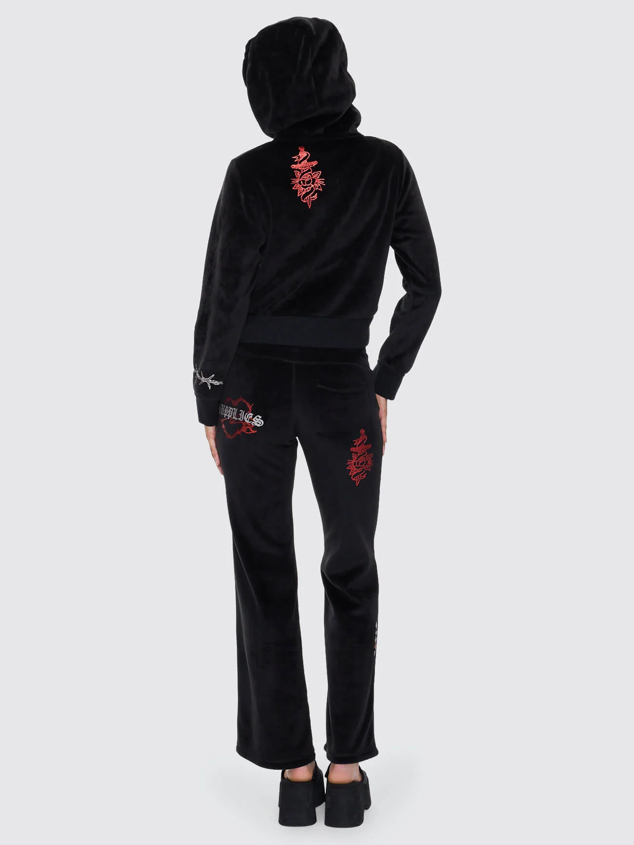 Scratch Velour Zip Thru Hood - Black - Image 5