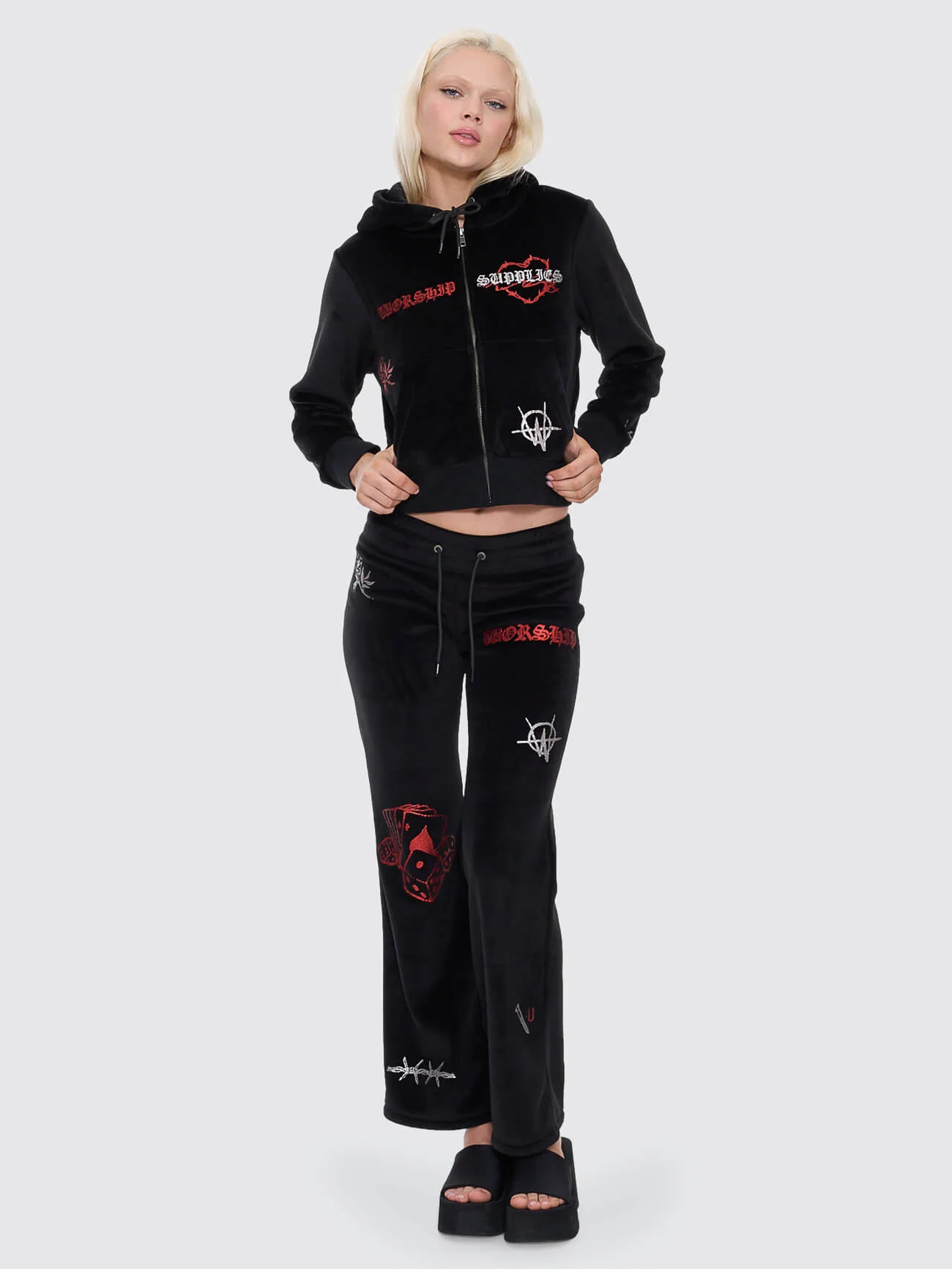 Scratch Velour Zip Thru Hood - Black - Image 7