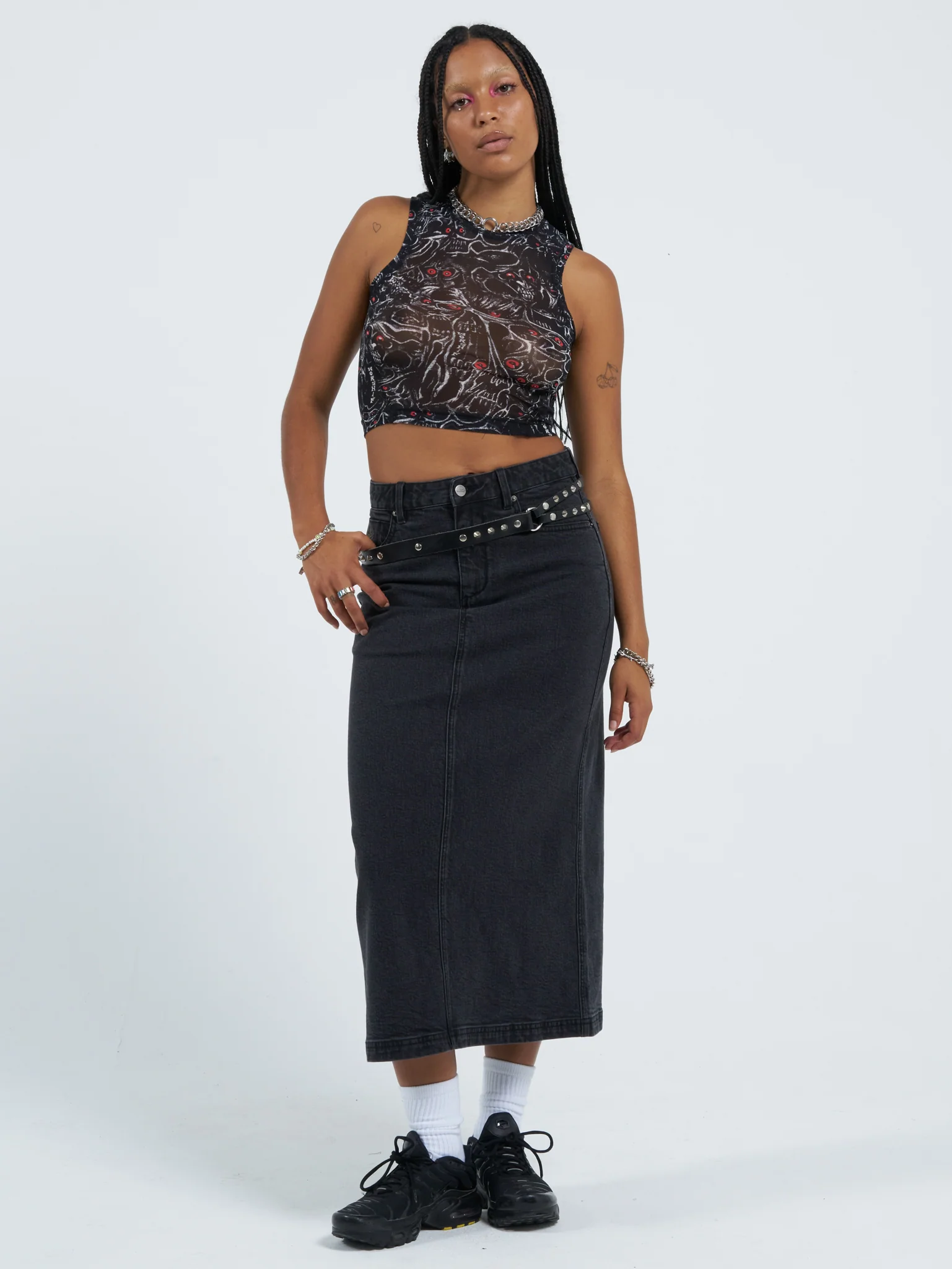Screamer Mesh Tank Top - Worn Black - Image 5