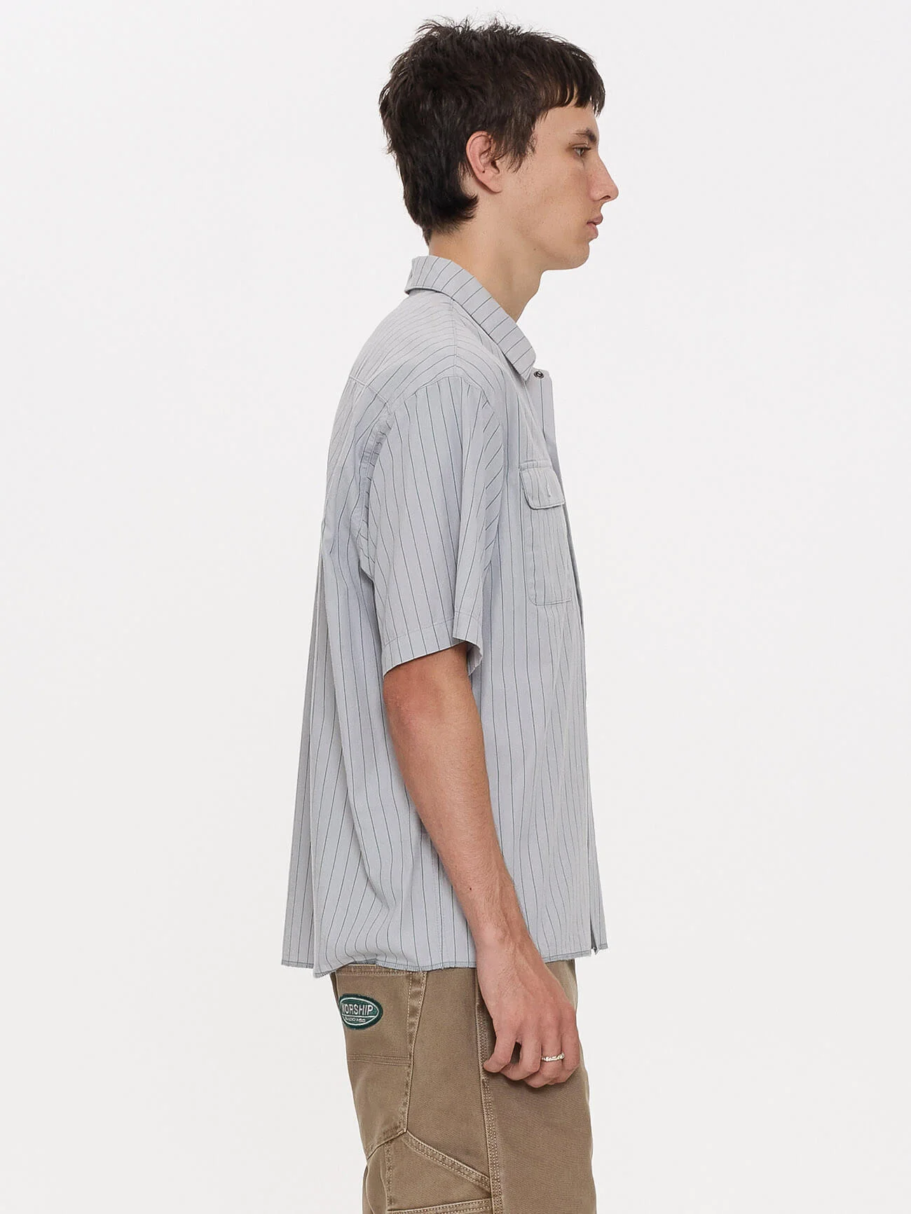 Service Stripe Short Sleeve Work Shirt - Lunar Grey - Image 5