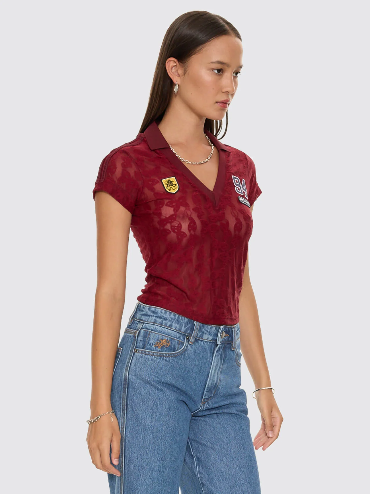 Sideline Lace Baby Polo Tee - Deep Cherry - Image 8