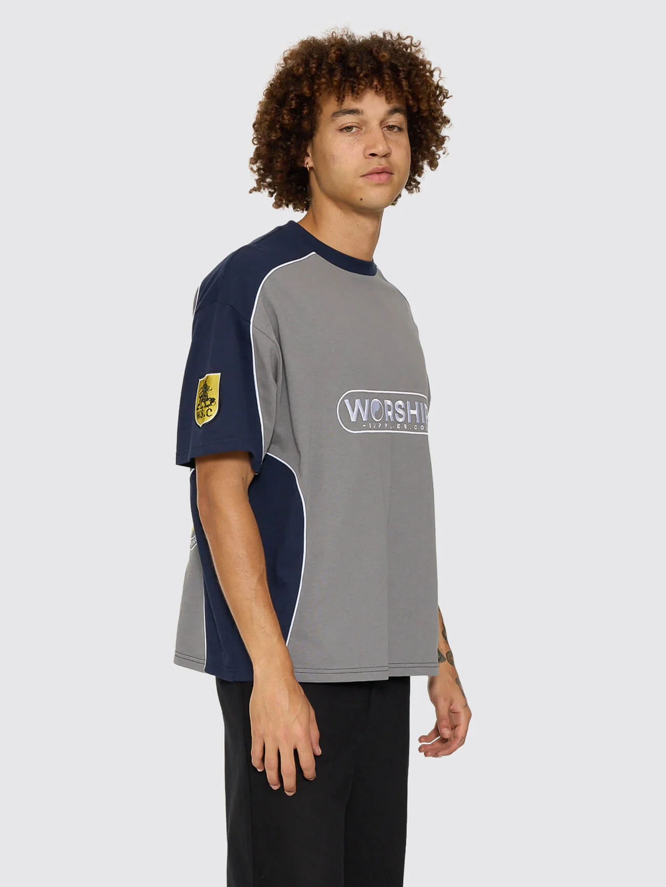 Sideline Oversize Panel Tee - Steel Grey - Black Iris - Image 4
