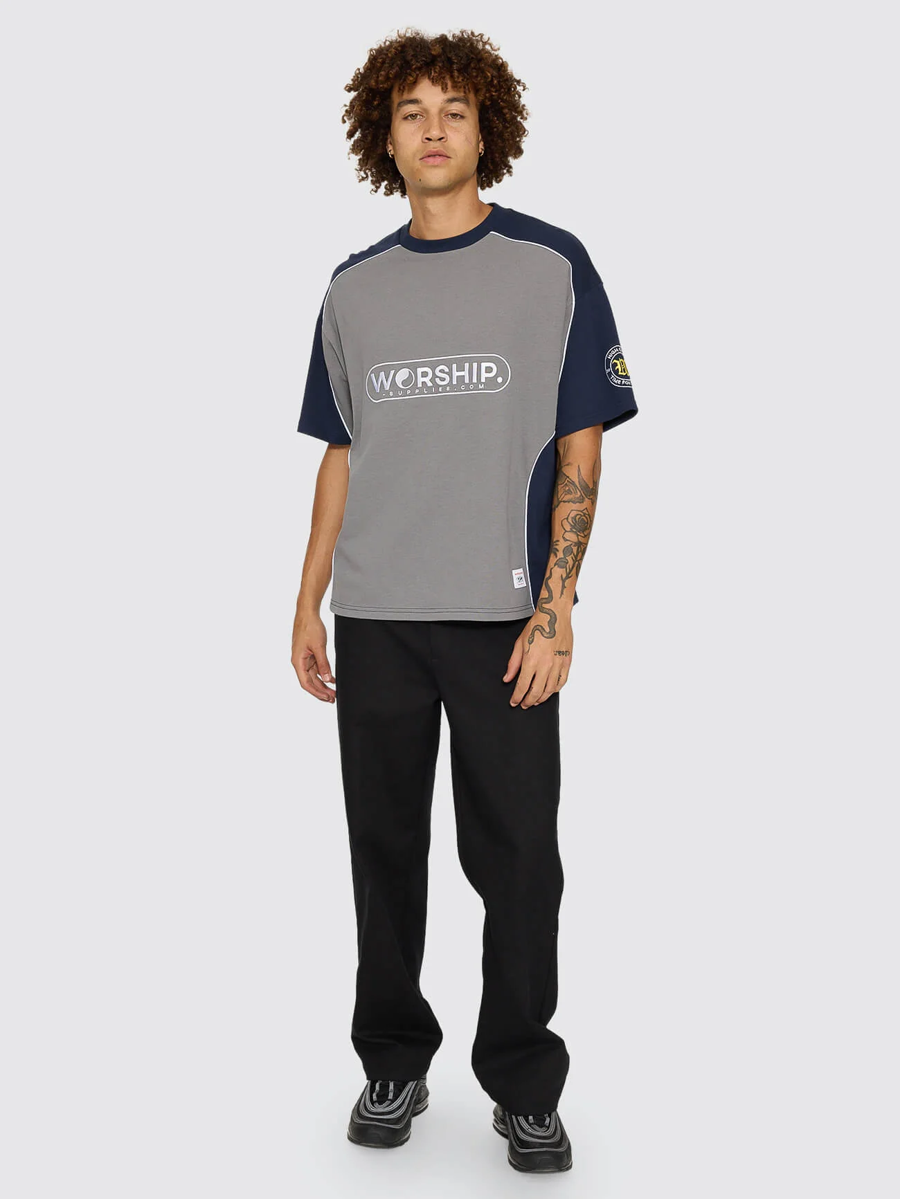 Sideline Oversize Panel Tee - Steel Grey - Black Iris - Image 5