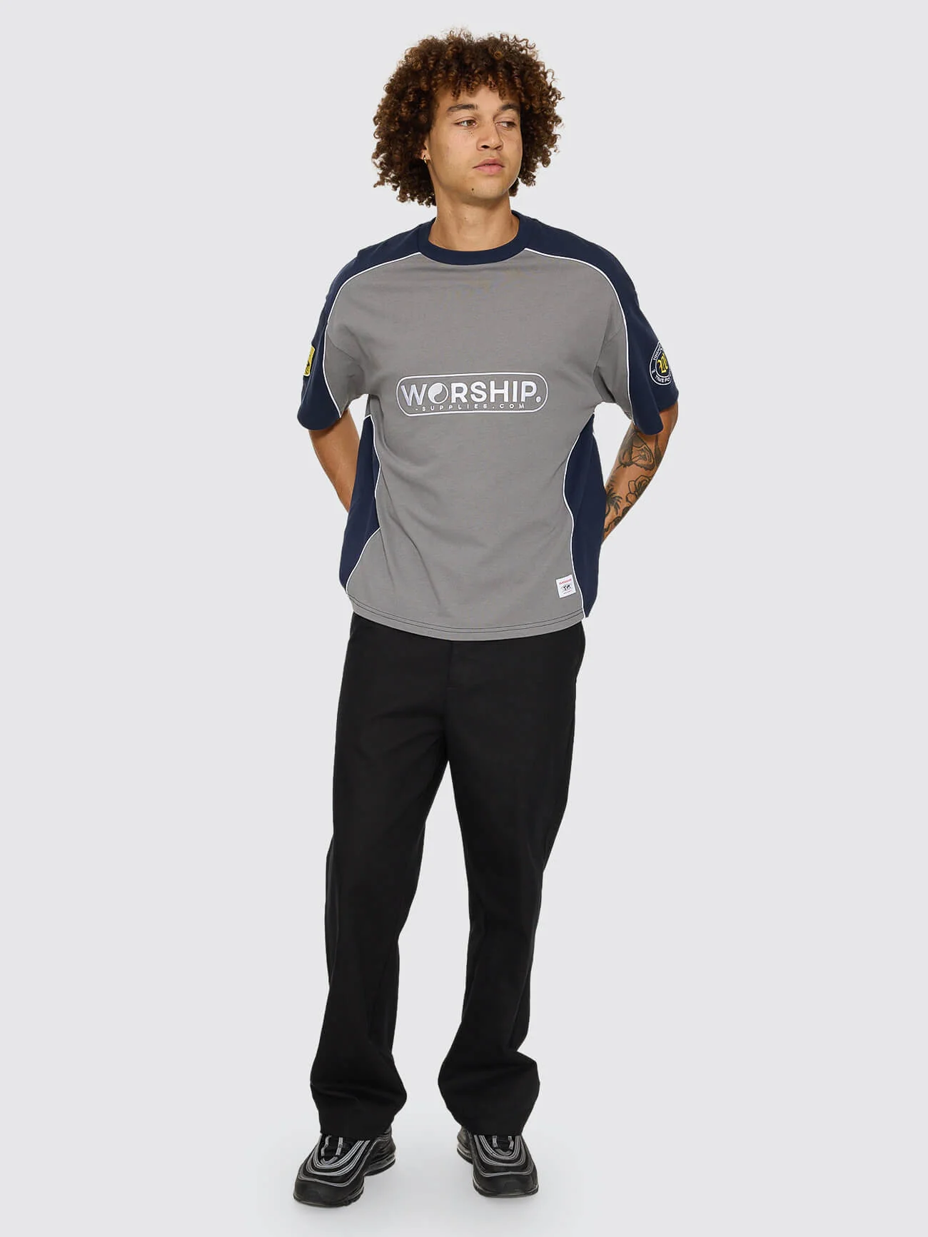 Sideline Oversize Panel Tee - Steel Grey - Black Iris - Image 6