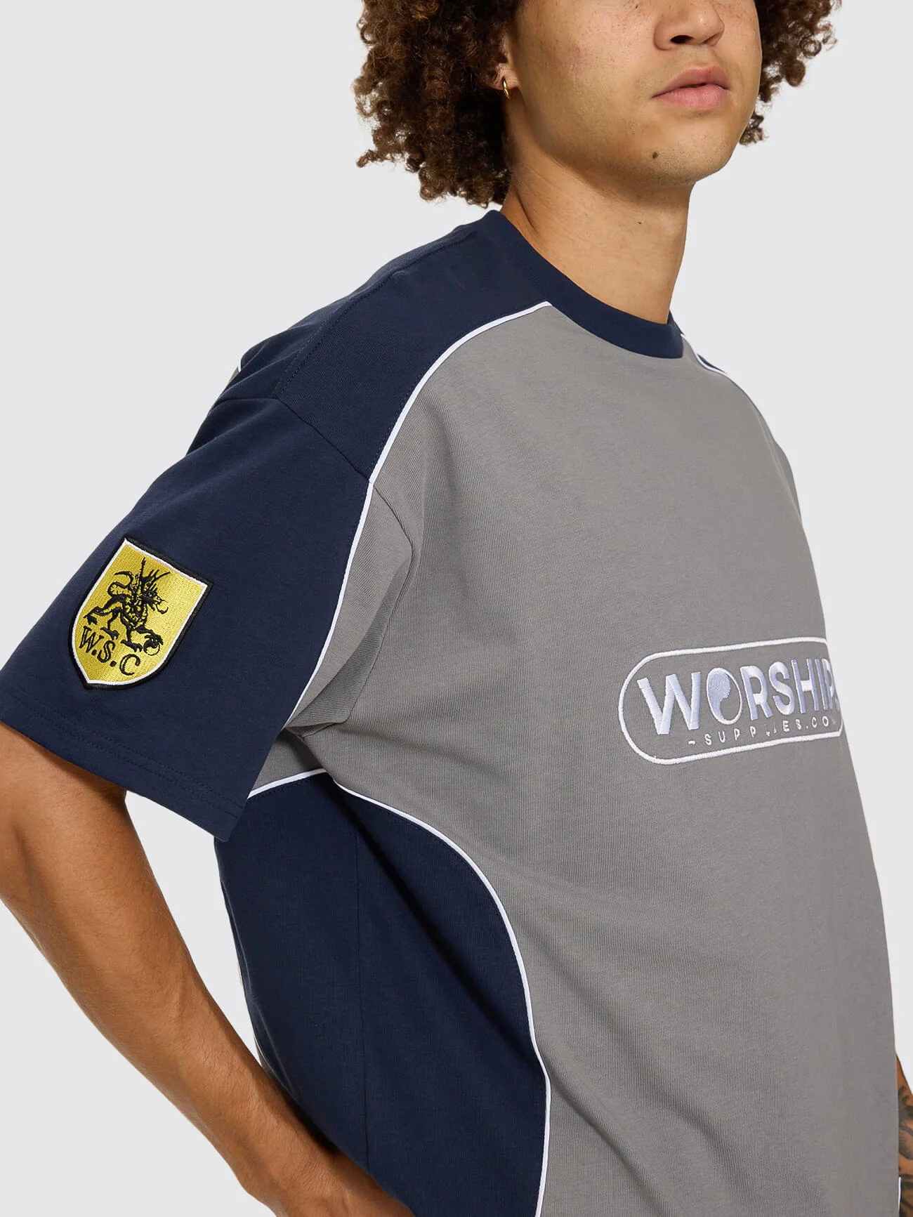 Sideline Oversize Panel Tee - Steel Grey - Black Iris - Image 7