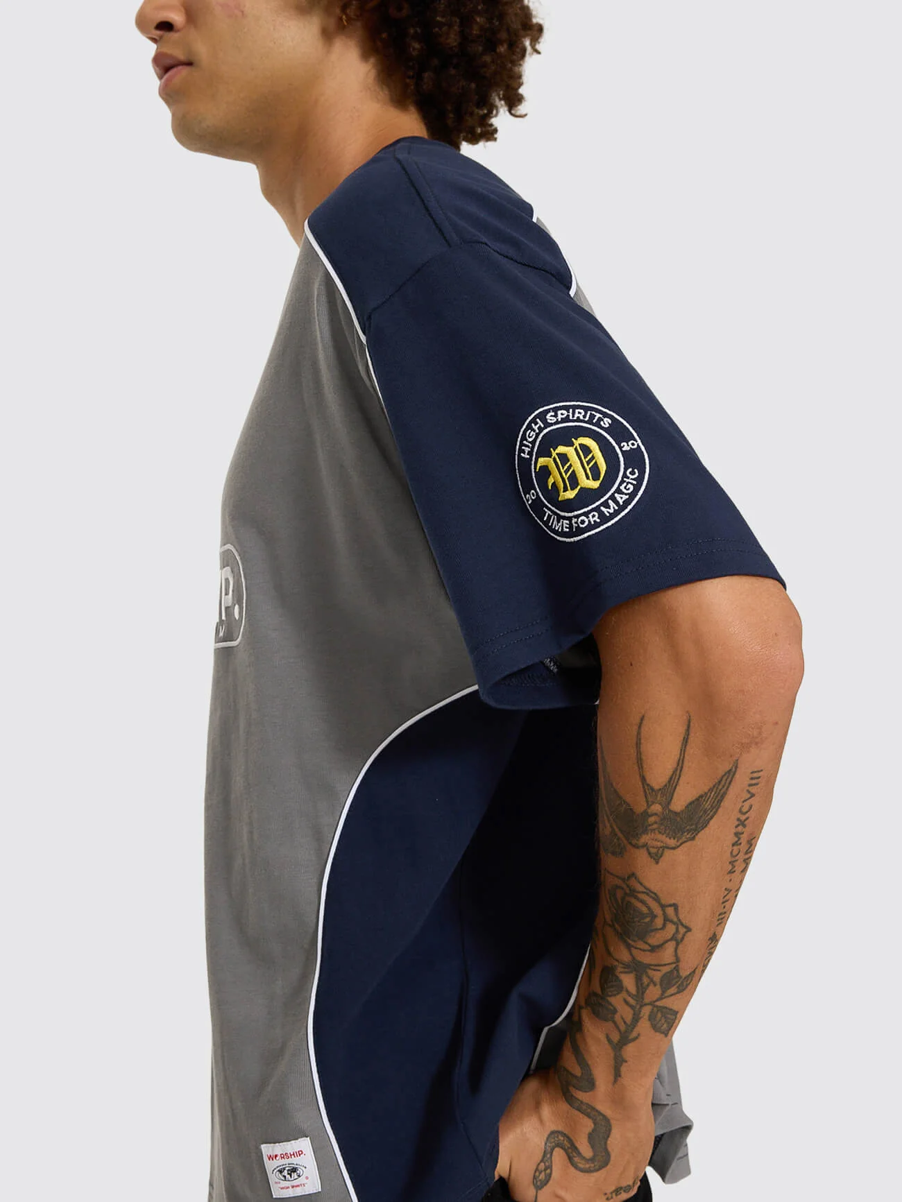 Sideline Oversize Panel Tee - Steel Grey - Black Iris - Image 9