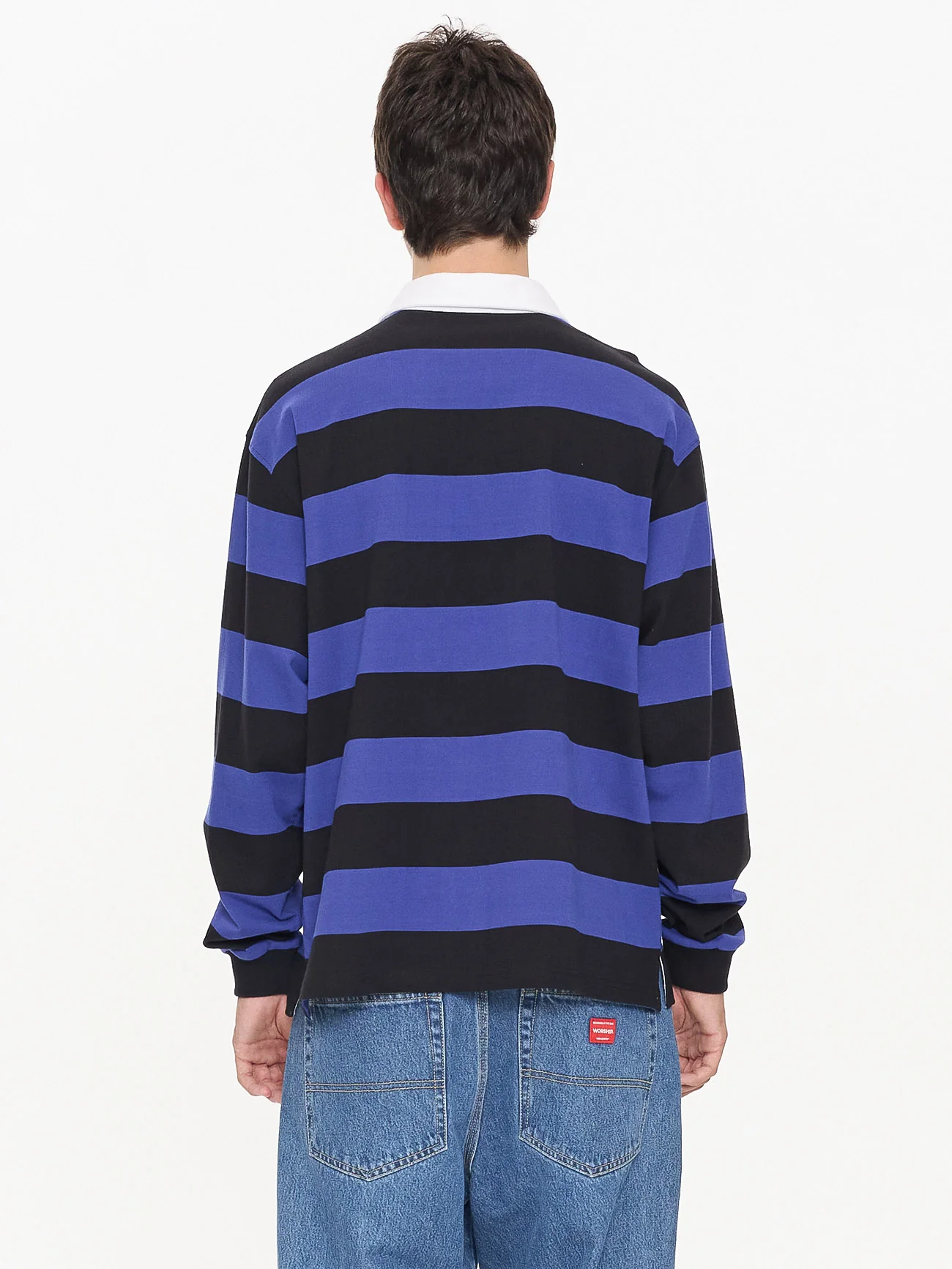 Smoko Long Sleeve Rugby Polo - Black - Cobalt - Image 5