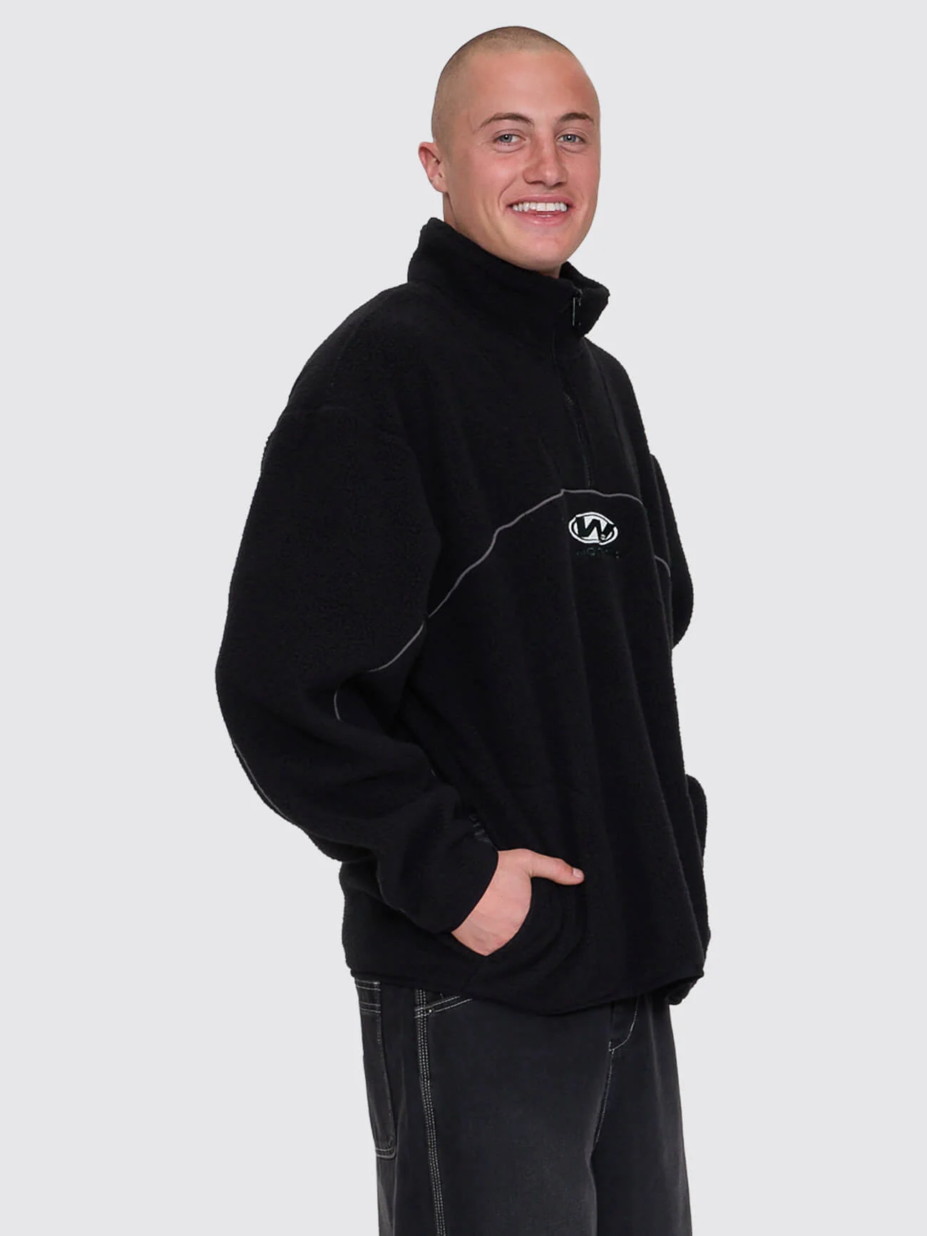 Sonic Quarter Zip Sherpa Fleece - Black - Image 8