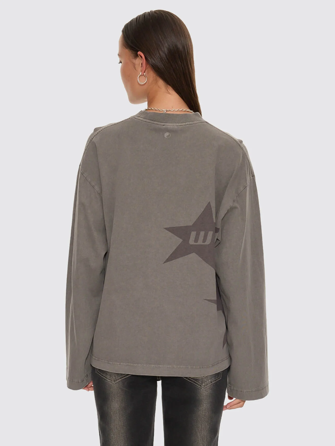 Spacer Oversized Long Sleeve Tee - Steel Grey - Image 3
