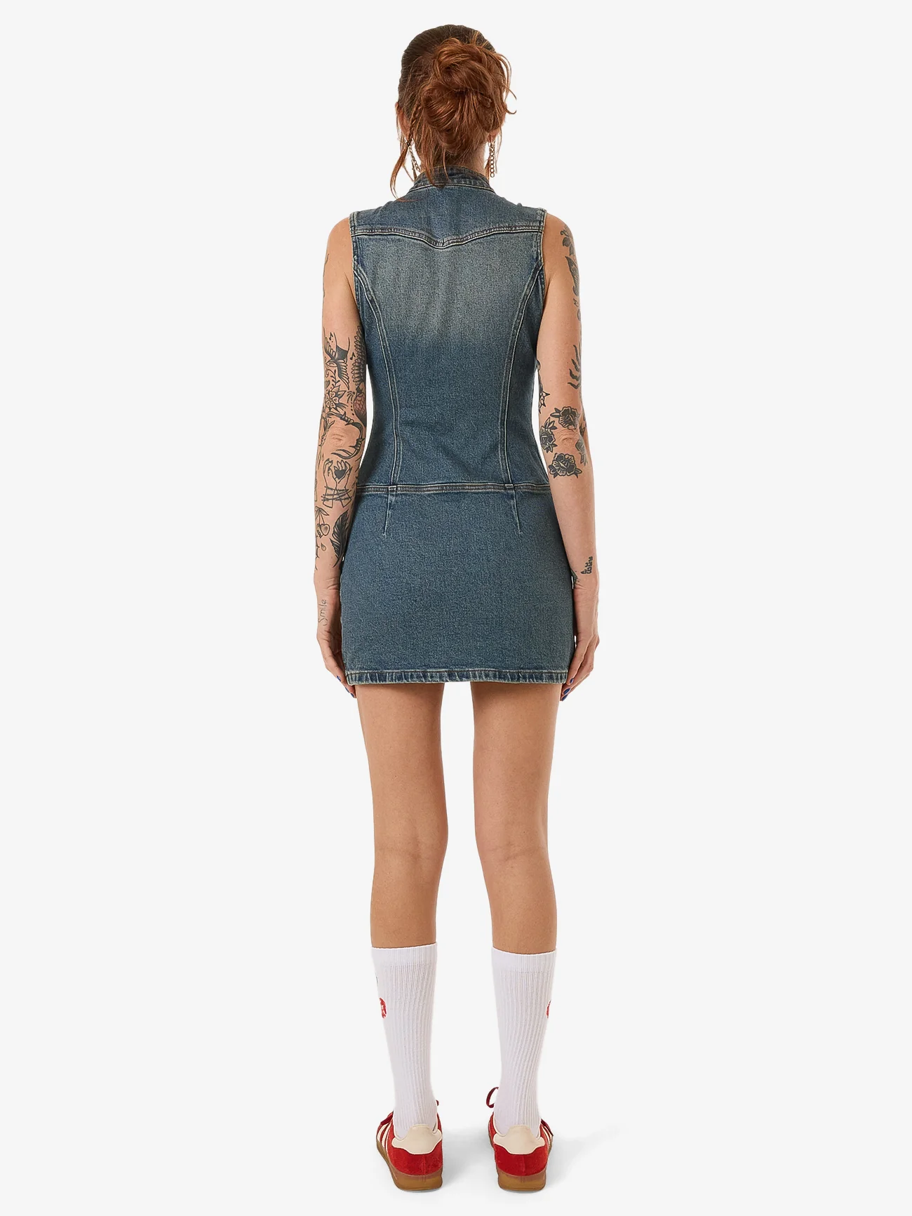 Speedy Denim Mini Dress - Dirty Mid Blue - Image 3