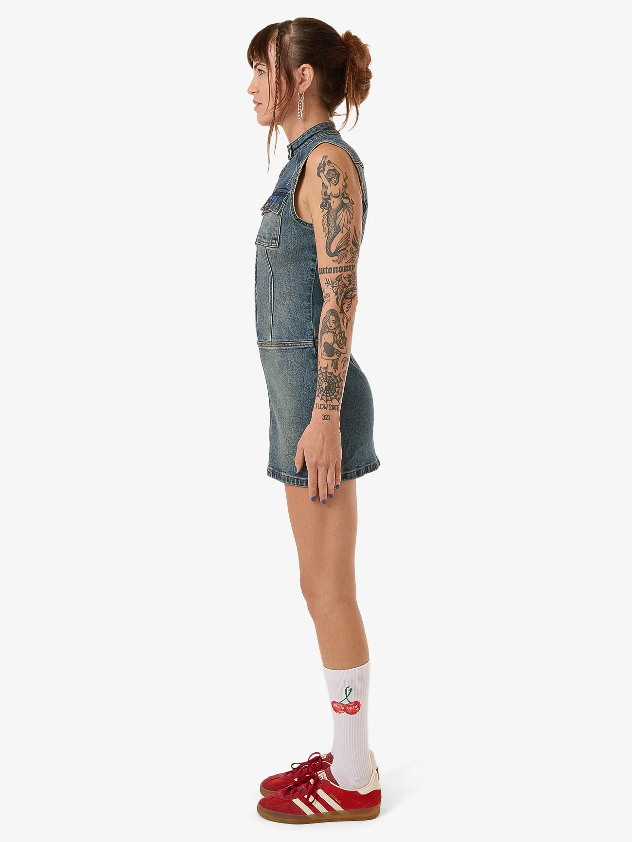 Speedy Denim Mini Dress - Dirty Mid Blue - Image 4